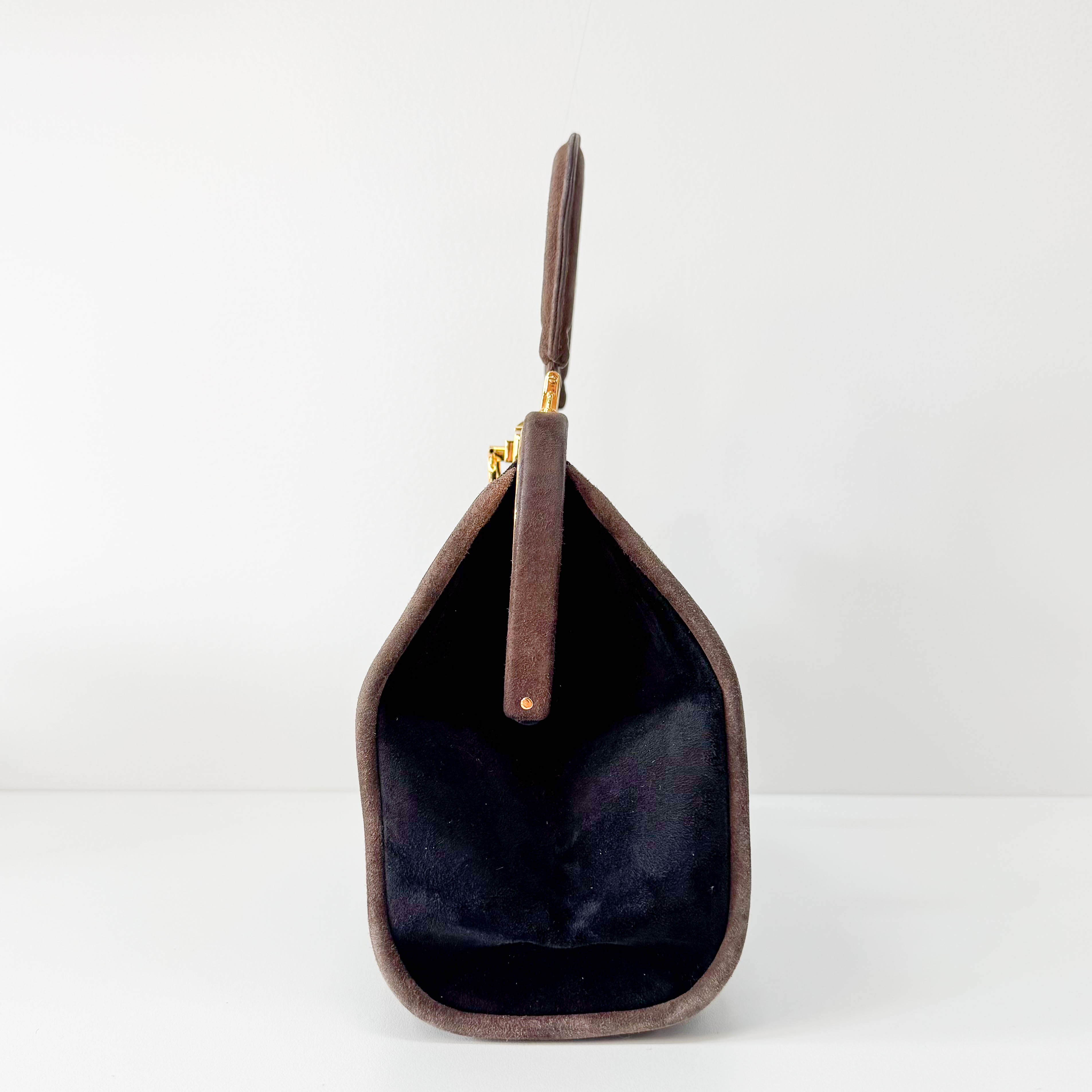 Black Suede Handle Bag