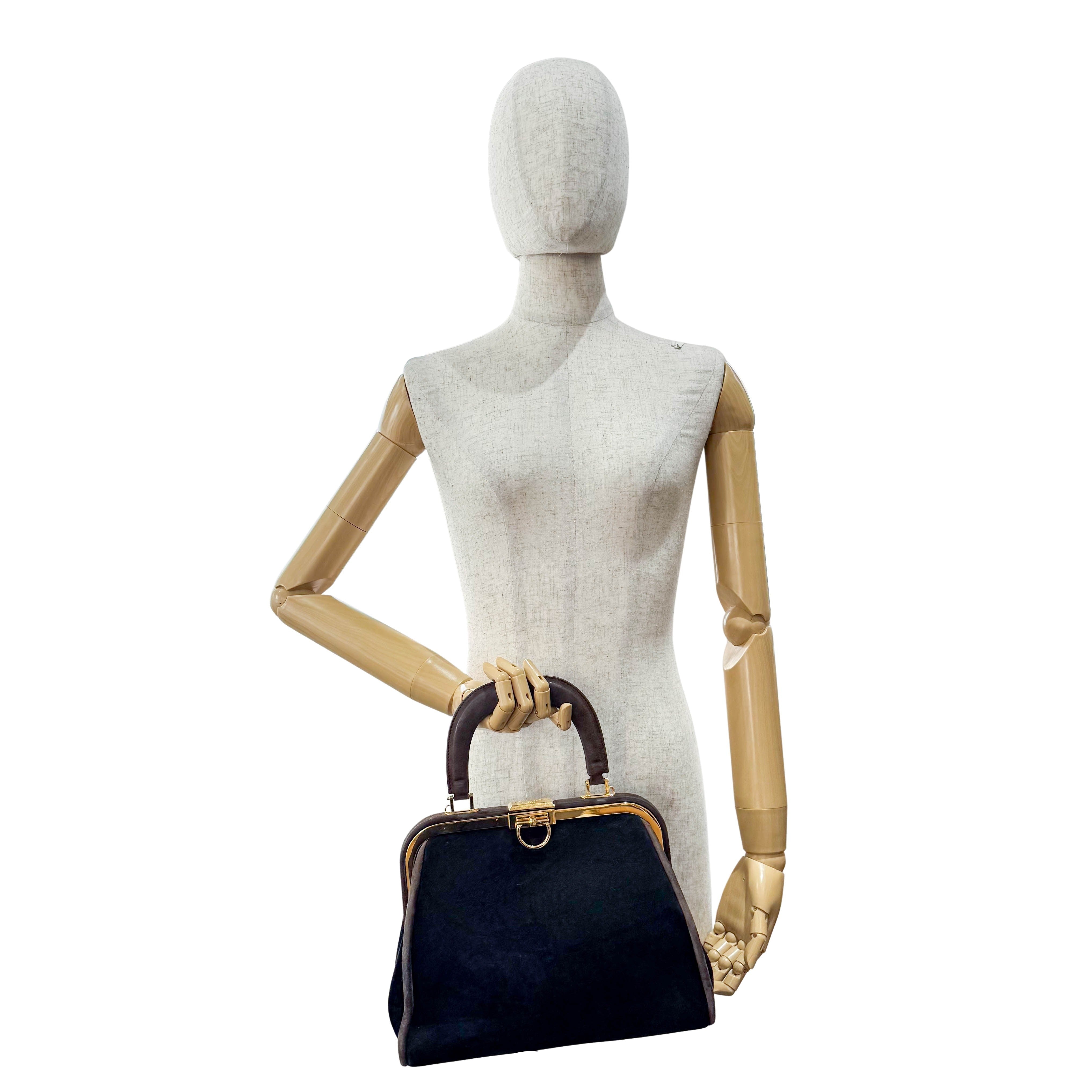 Black Suede Handle Bag