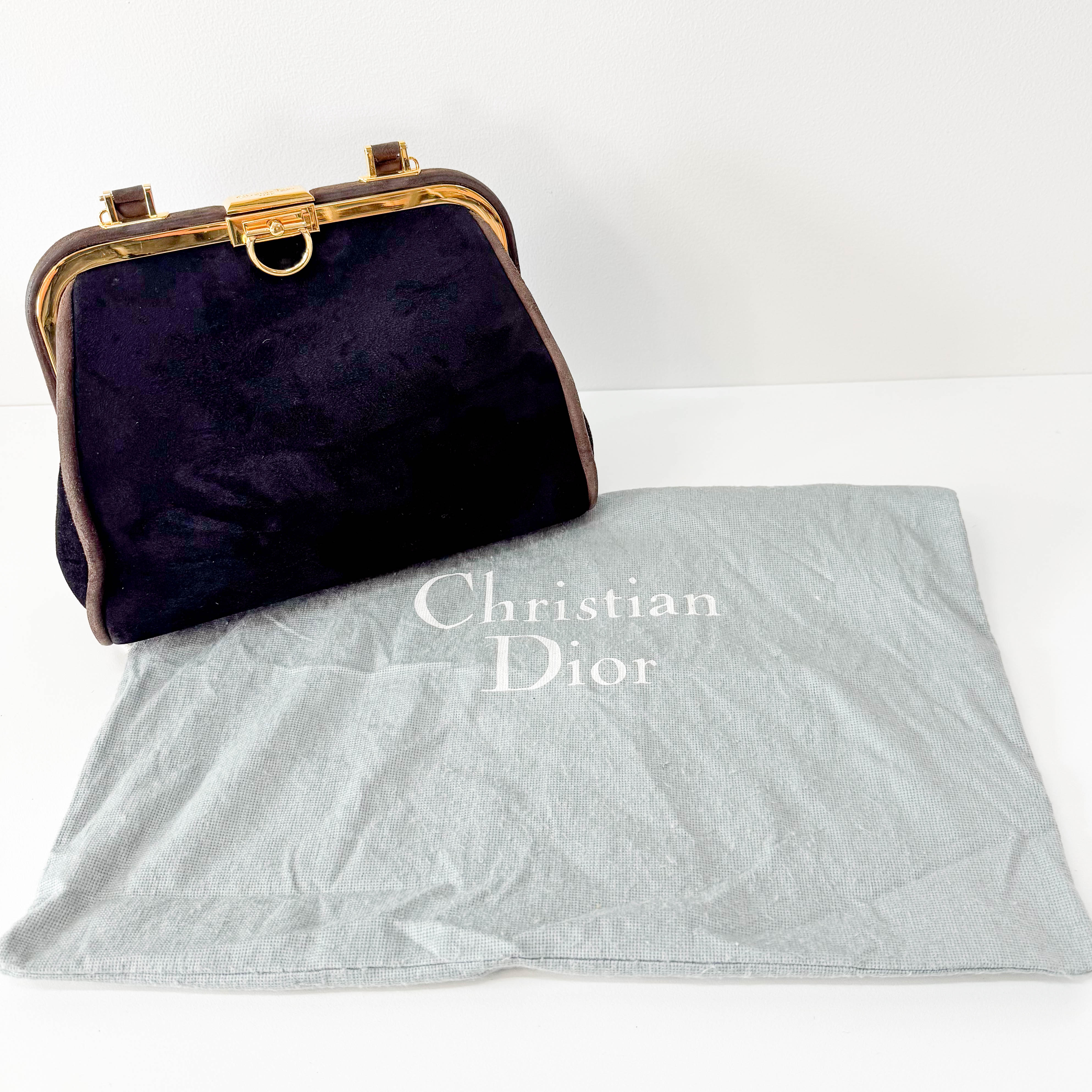 Black Suede Handle Bag