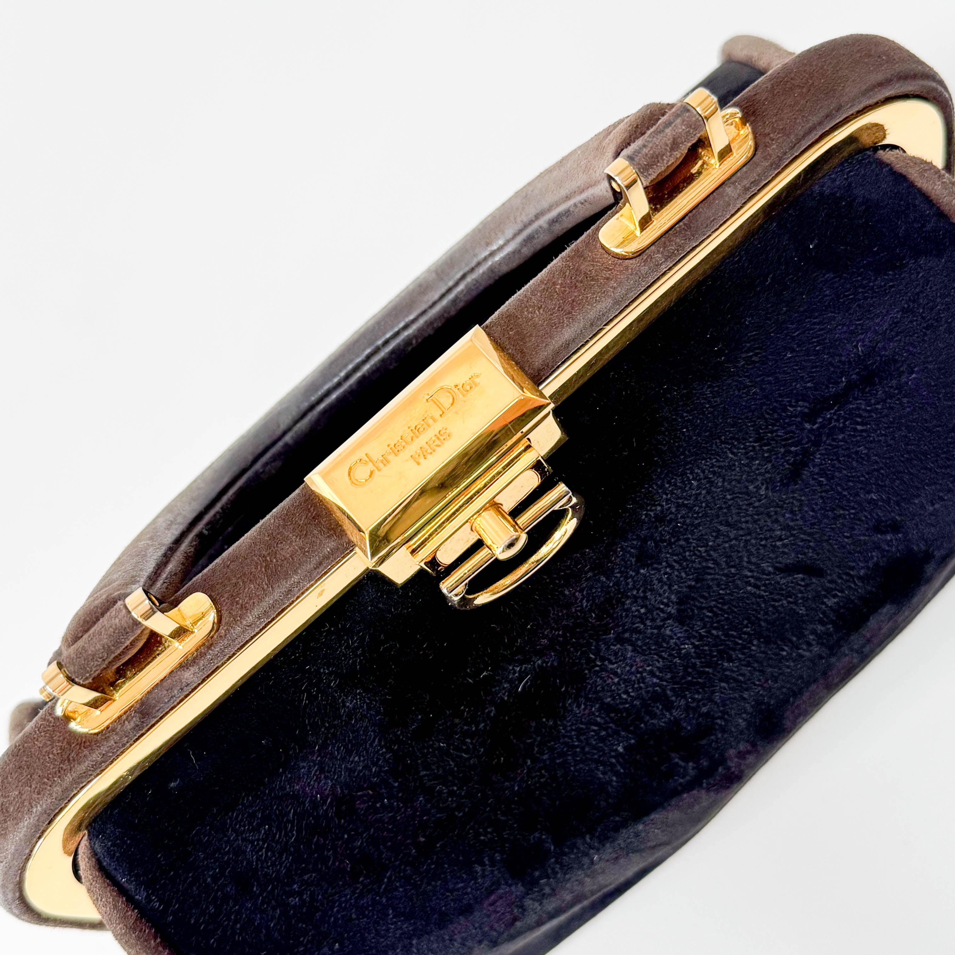 Black Suede Handle Bag
