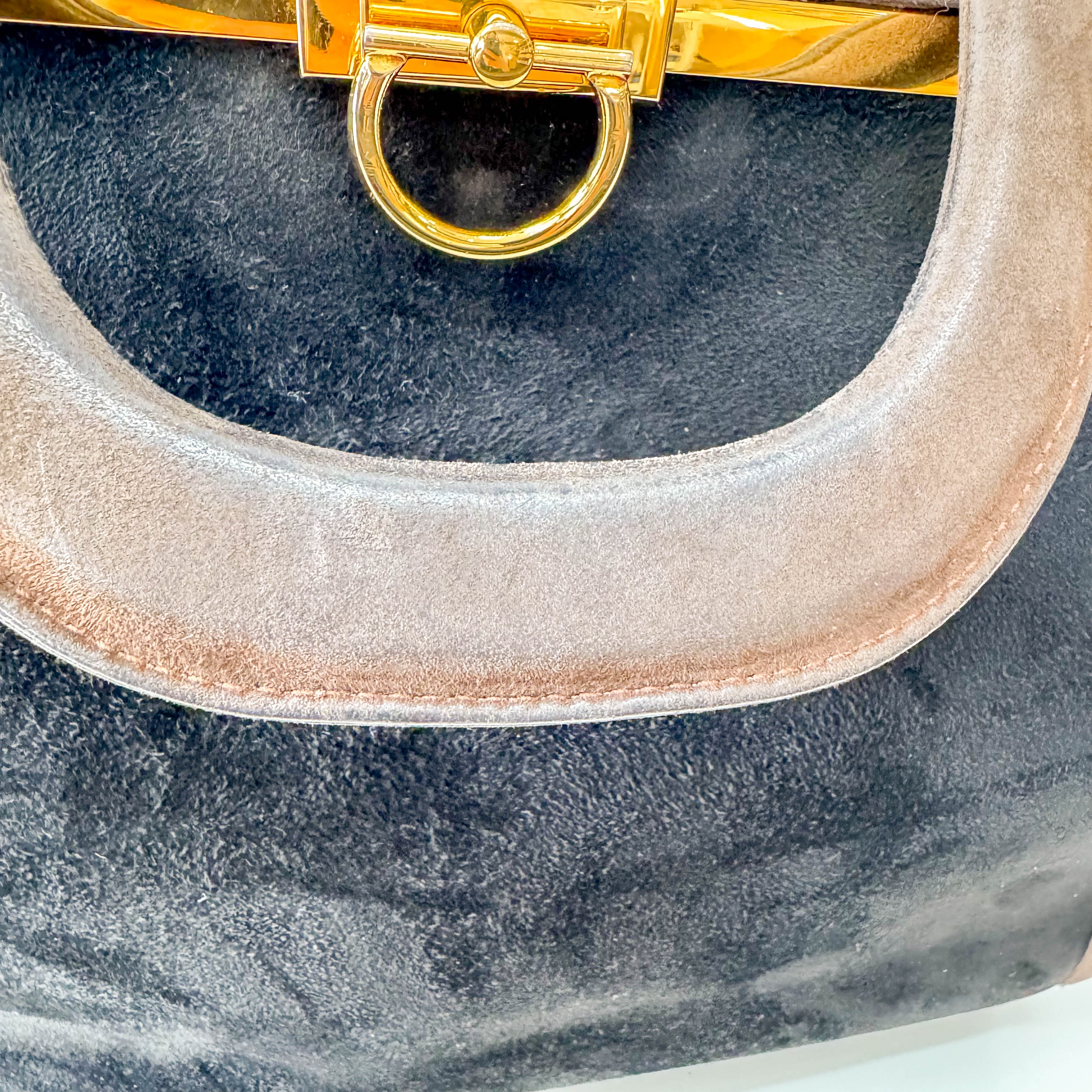 Black Suede Handle Bag