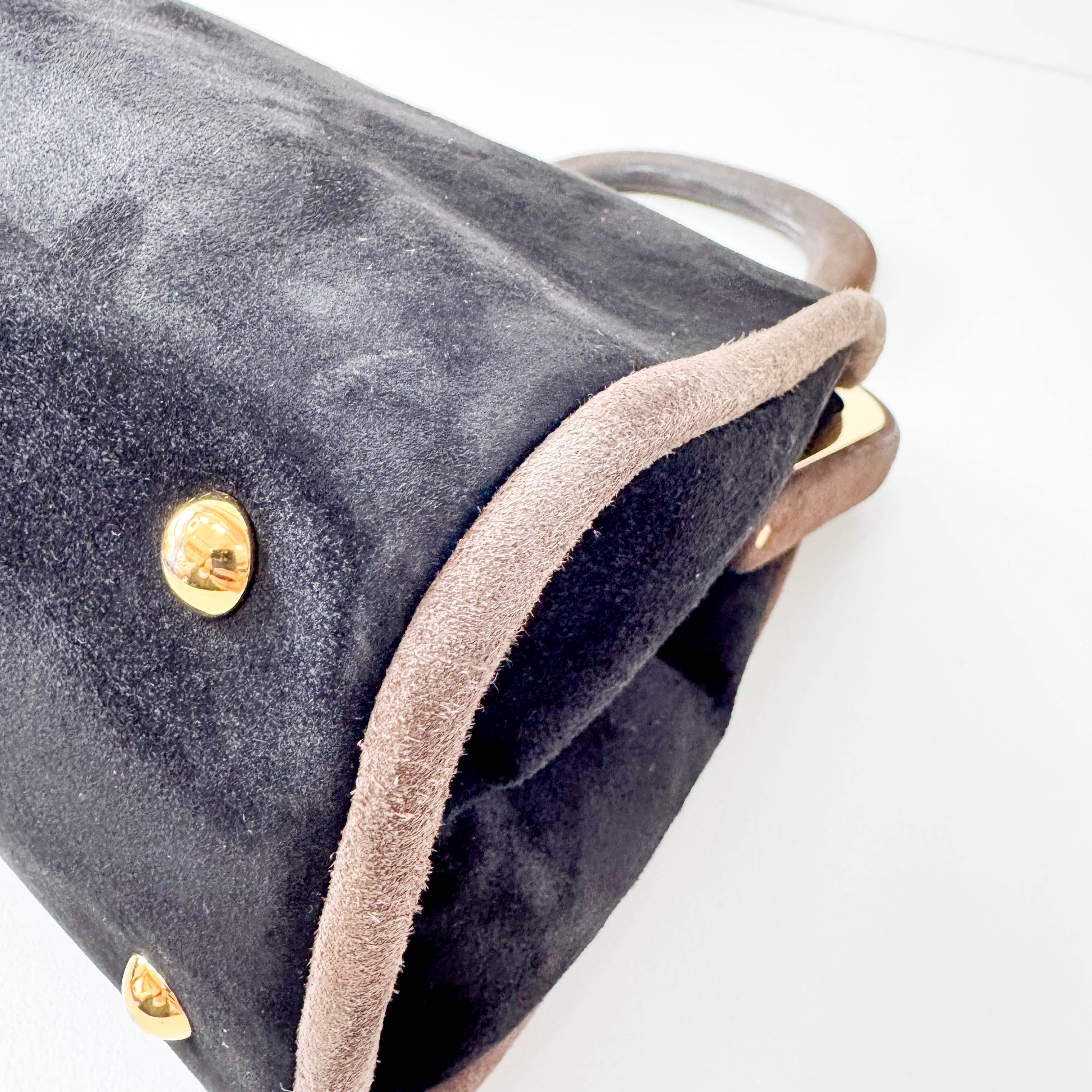 Black Suede Handle Bag