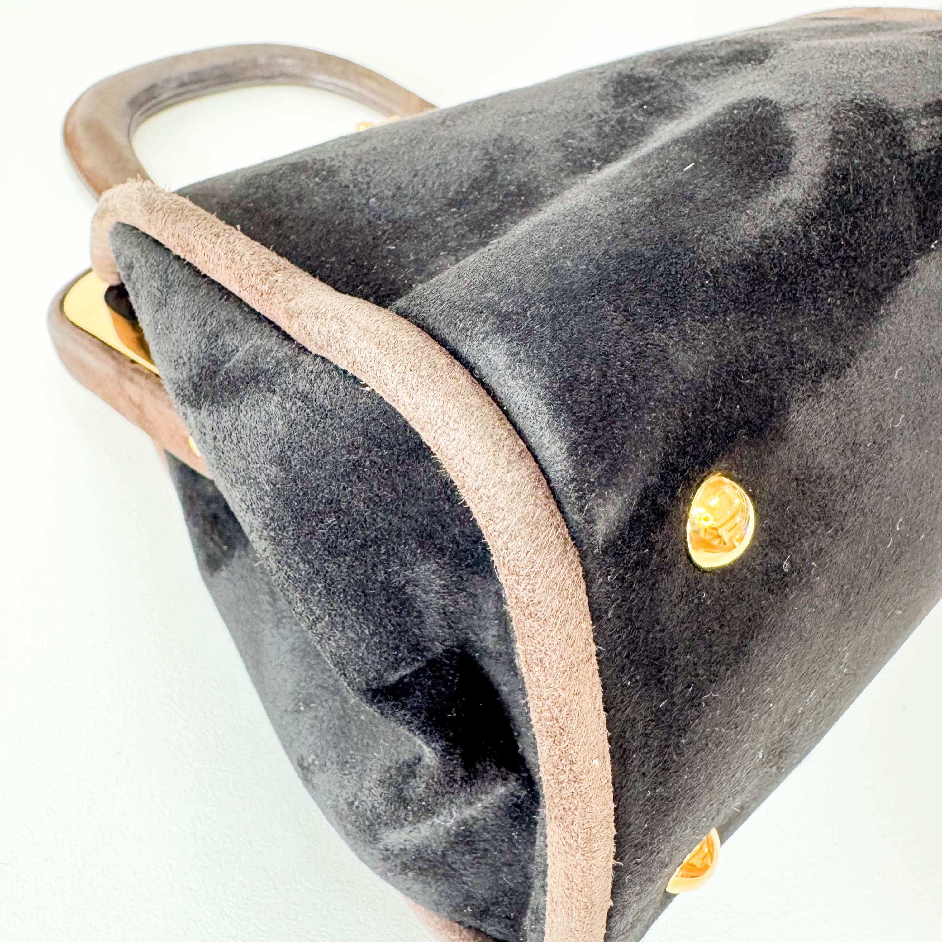 Black Suede Handle Bag