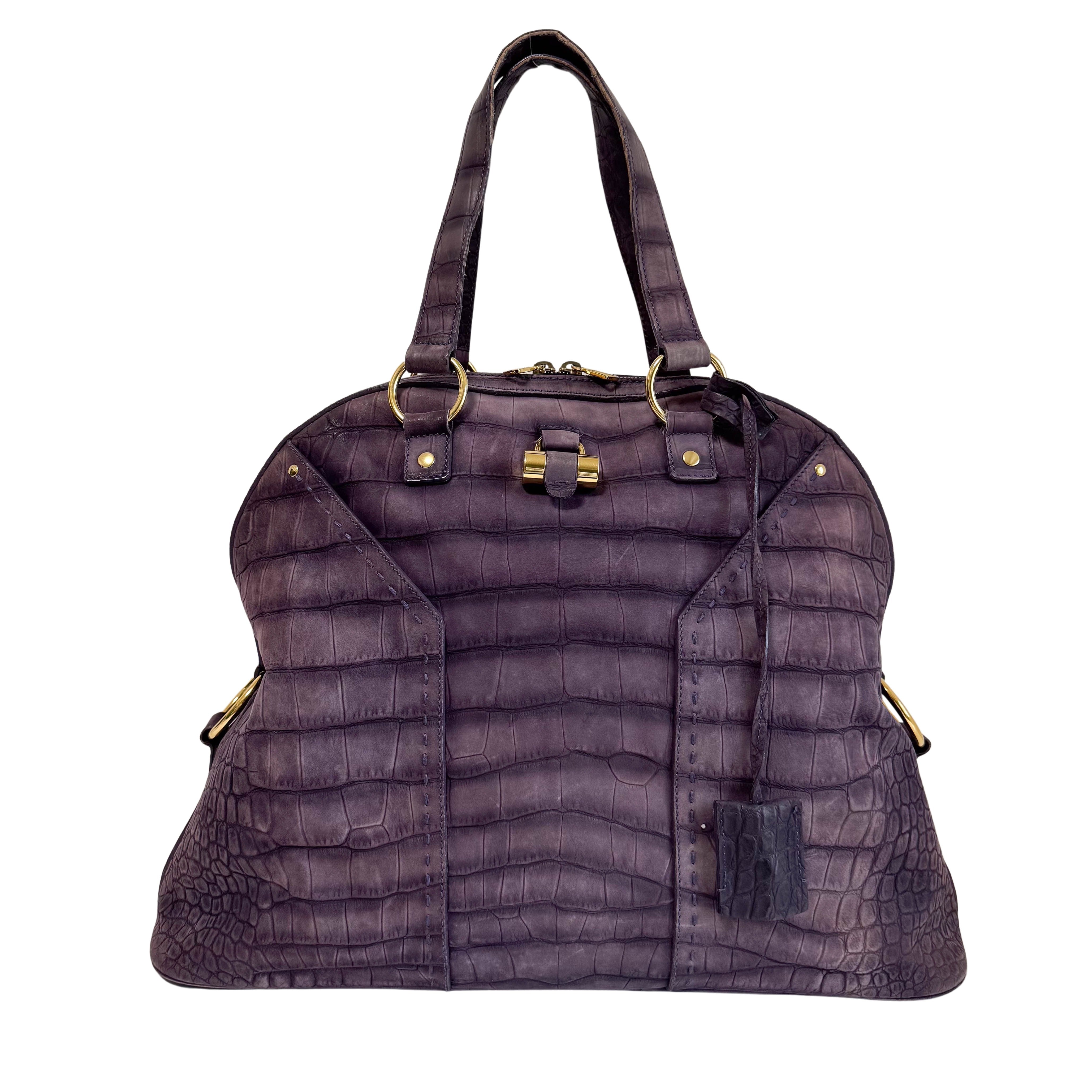 YSL Purple Leather Shoulder Bag