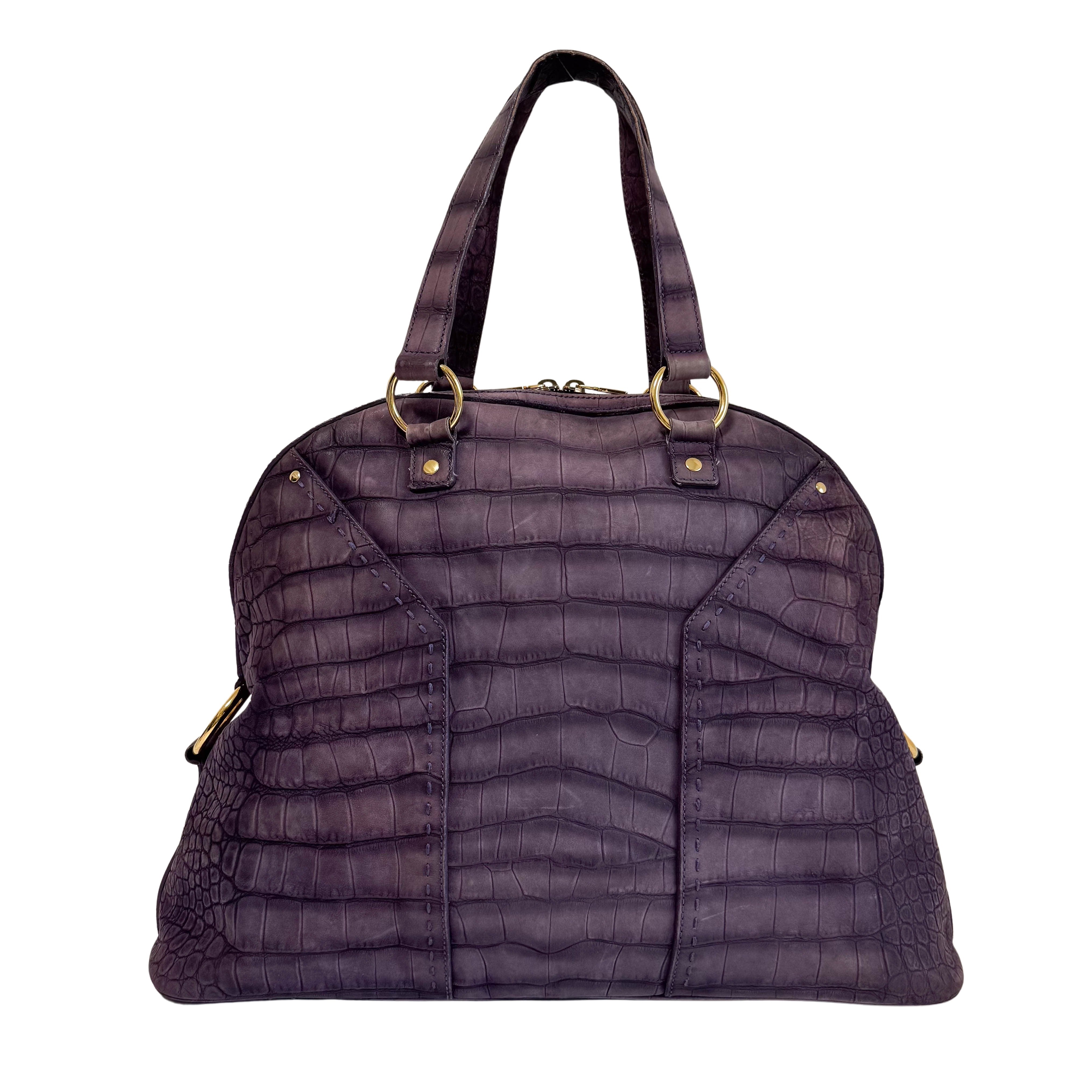 YSL Purple Leather Shoulder Bag
