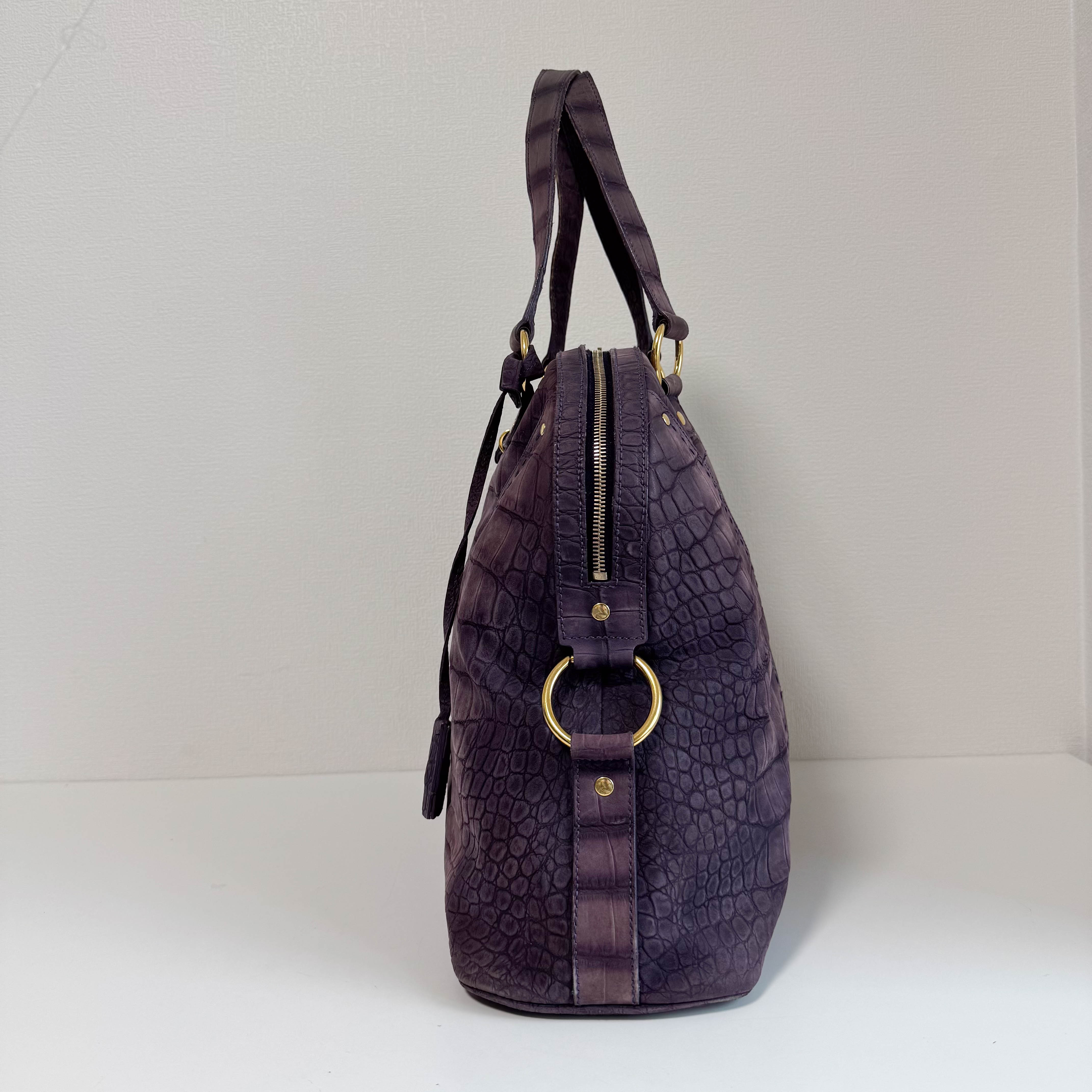 YSL Purple Leather Shoulder Bag