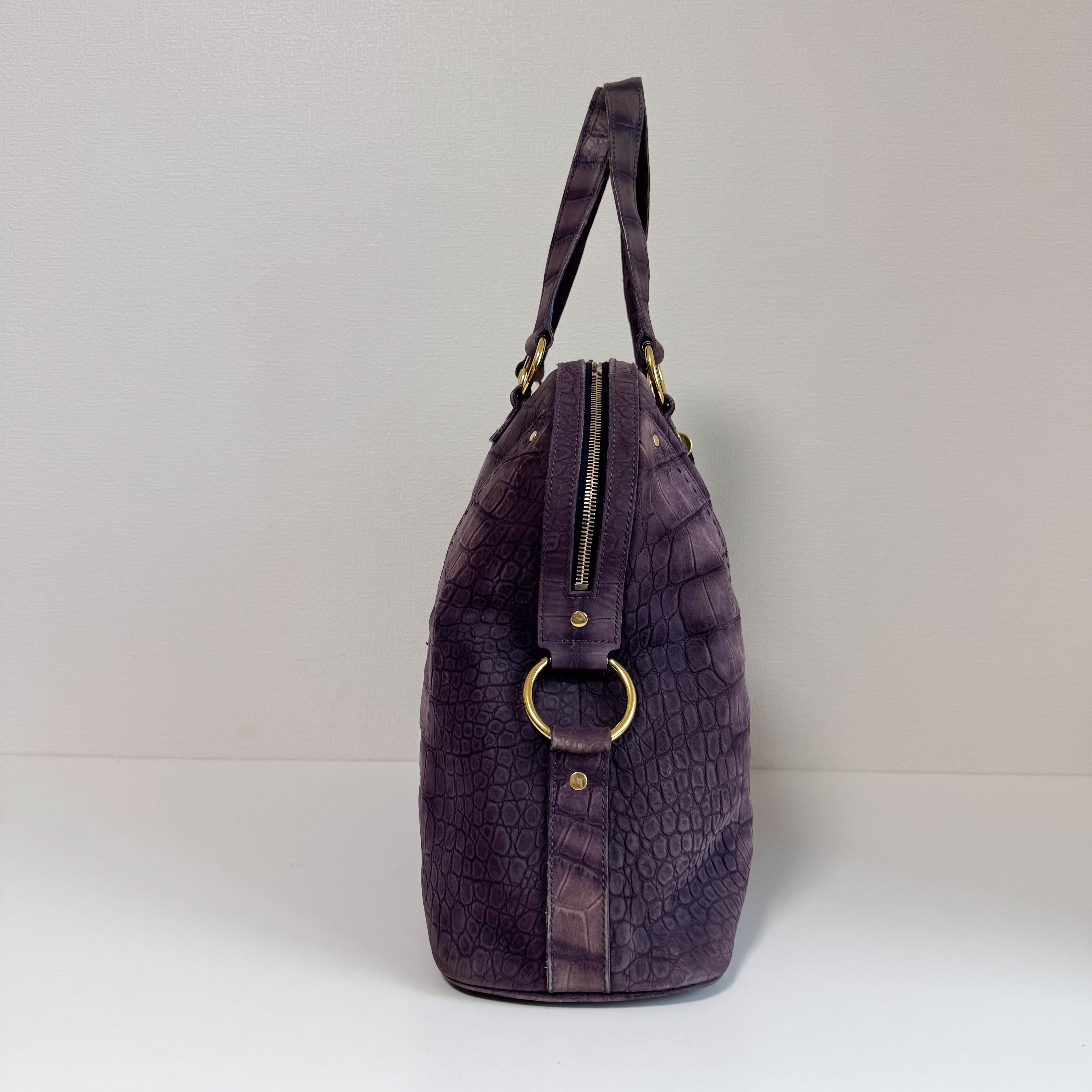 YSL Purple Leather Shoulder Bag