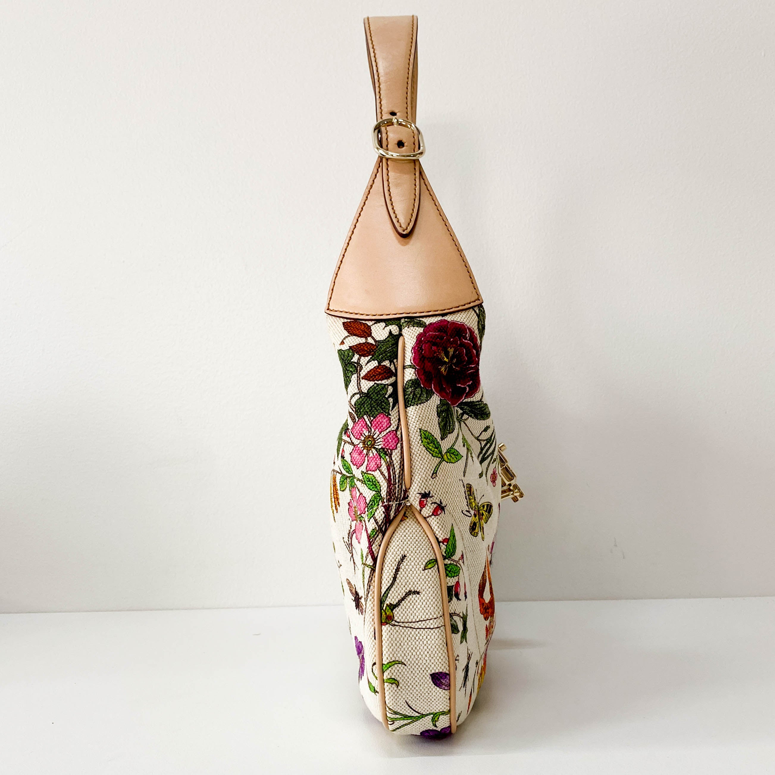 New Jackie Floral Print Canvas Shoulder Bag