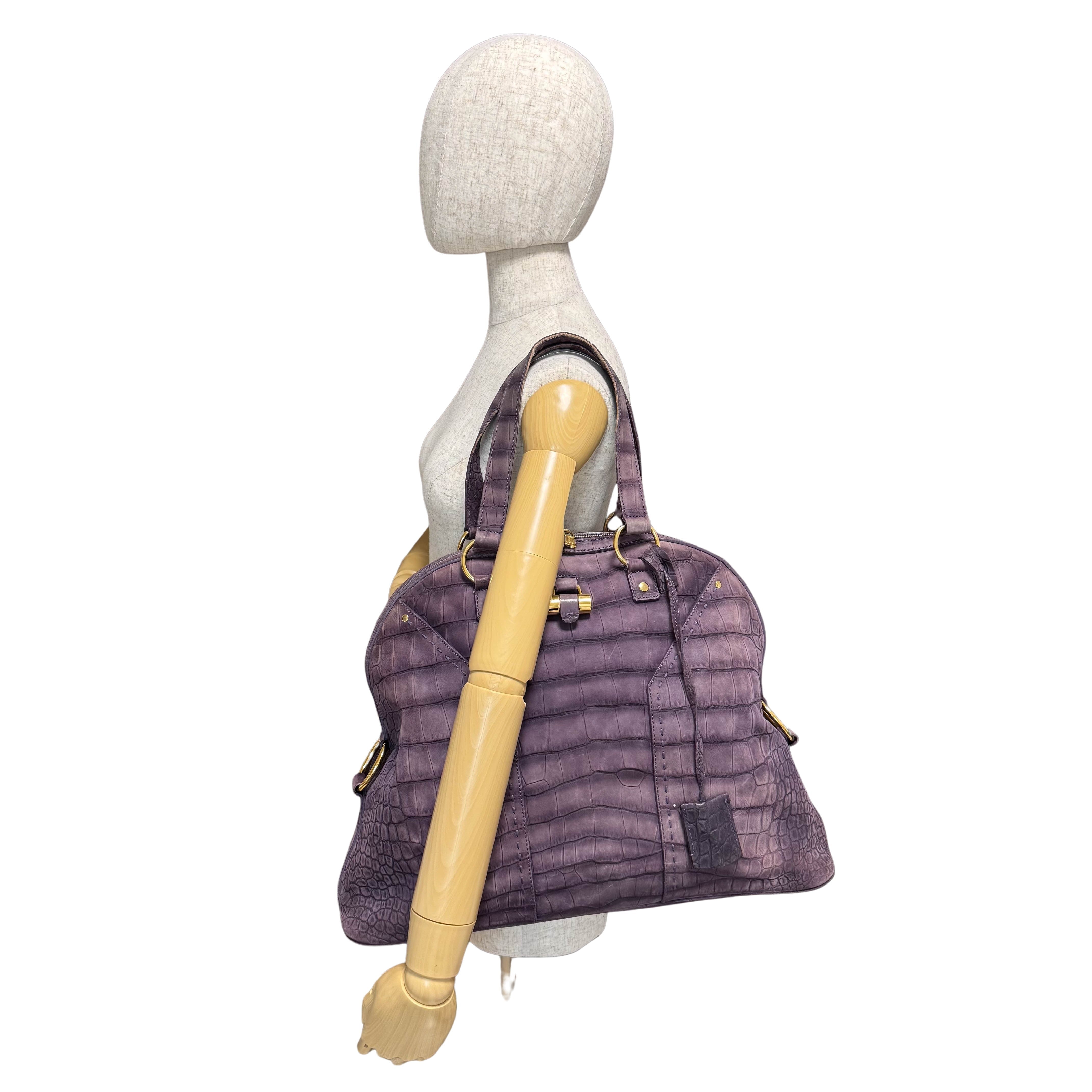 YSL Purple Leather Shoulder Bag