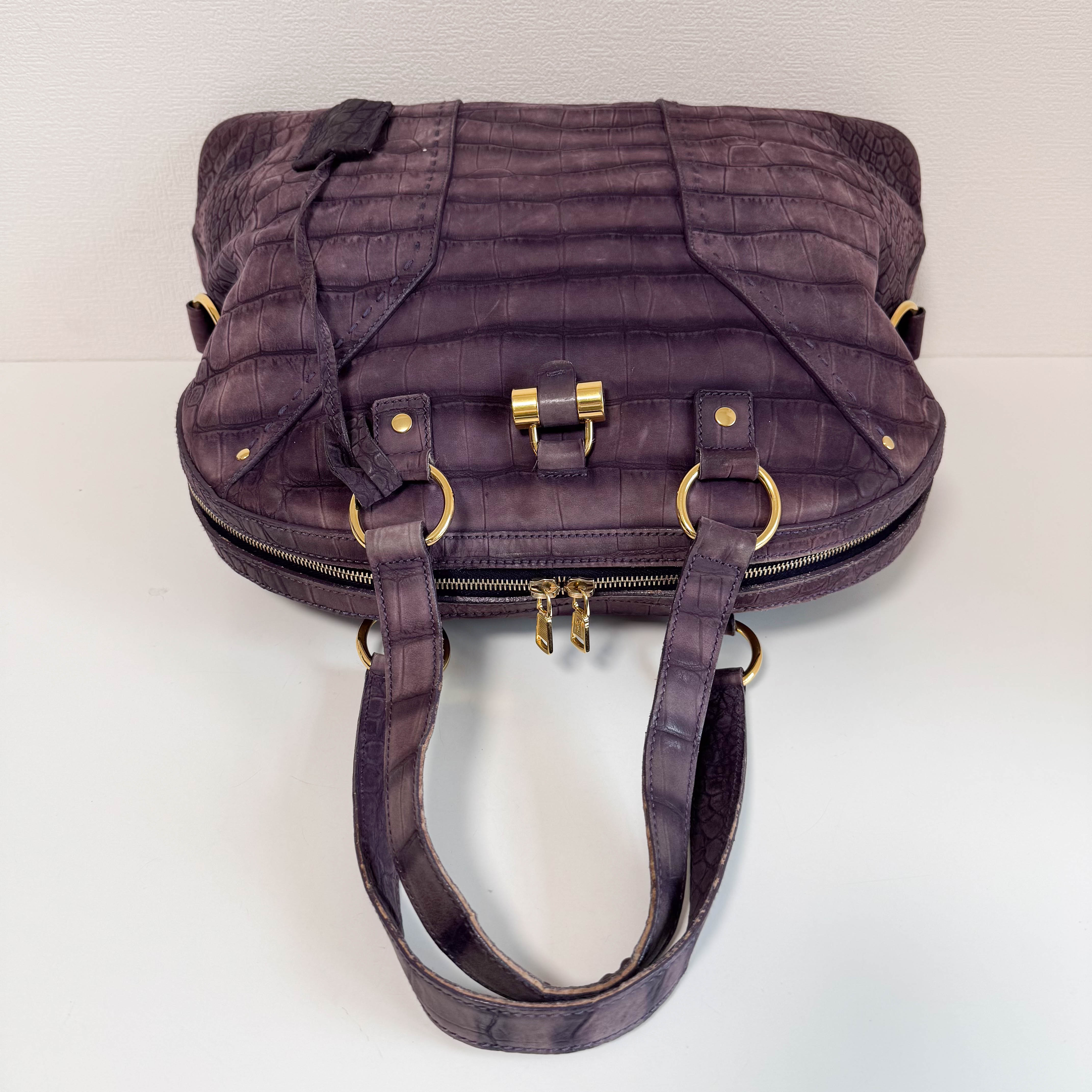 YSL Purple Leather Shoulder Bag