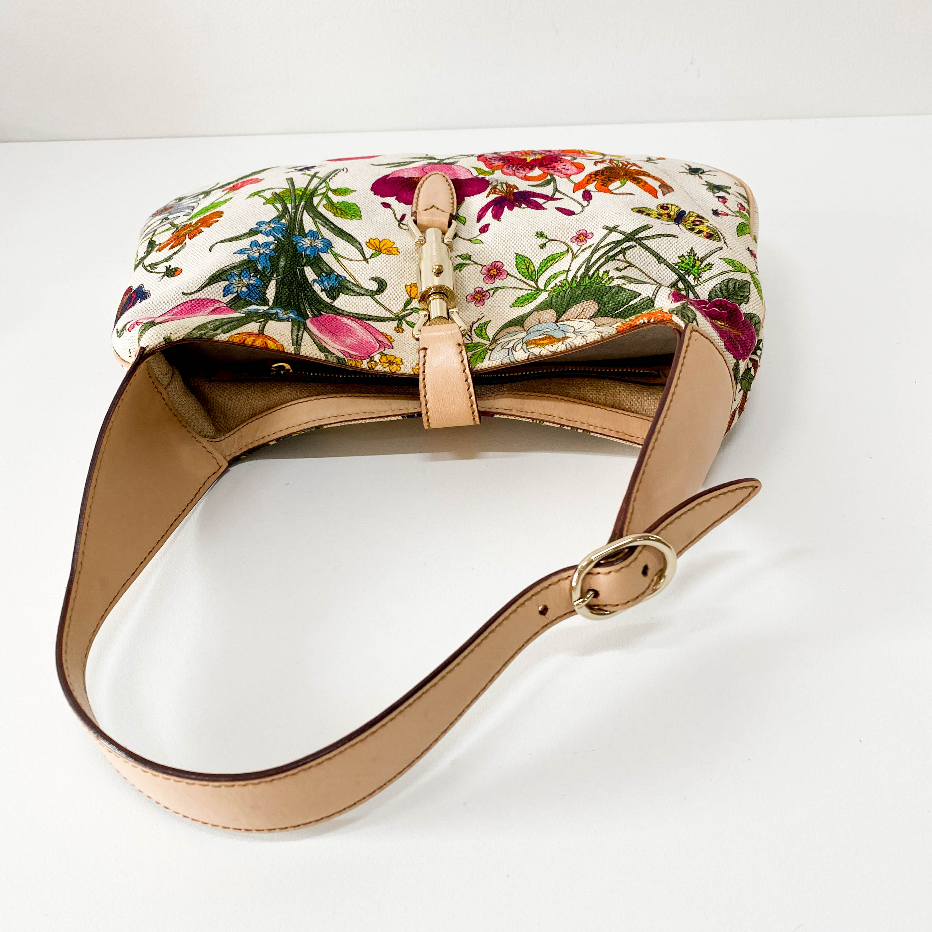 New Jackie Floral Print Canvas Shoulder Bag
