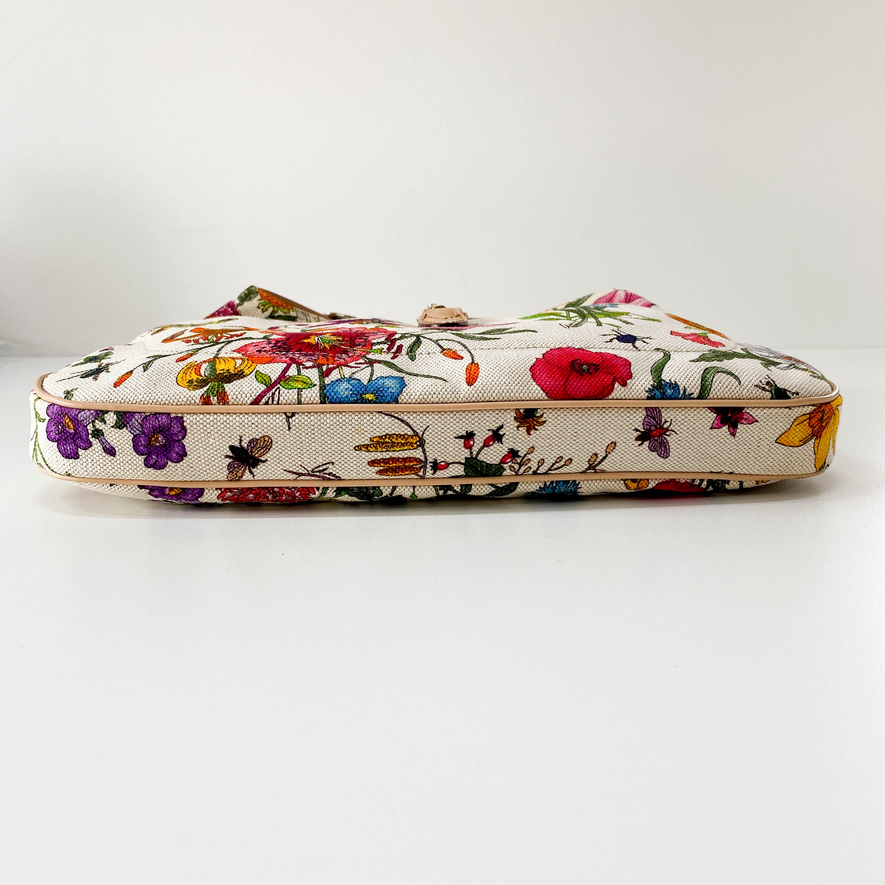 New Jackie Floral Print Canvas Shoulder Bag