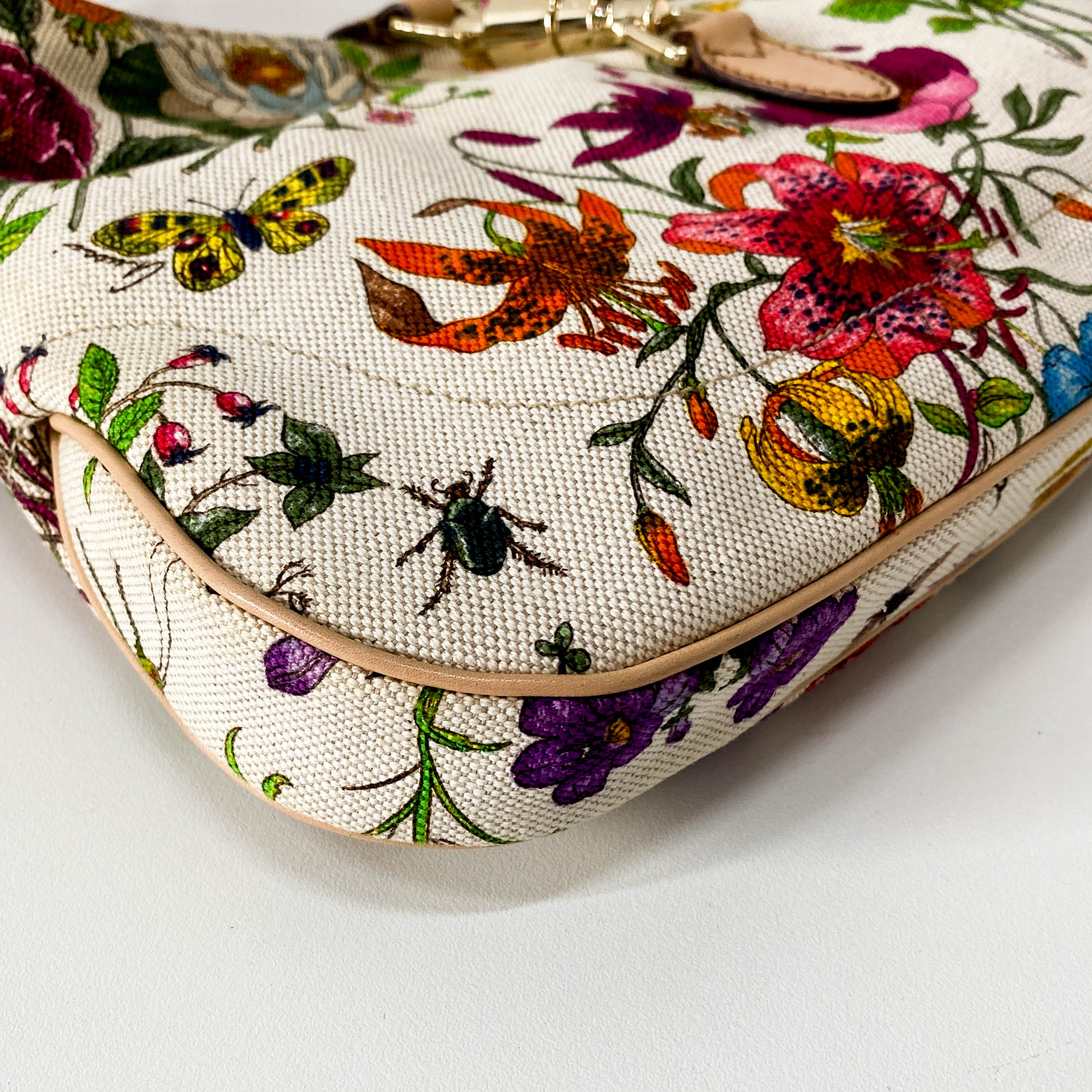 New Jackie Floral Print Canvas Shoulder Bag