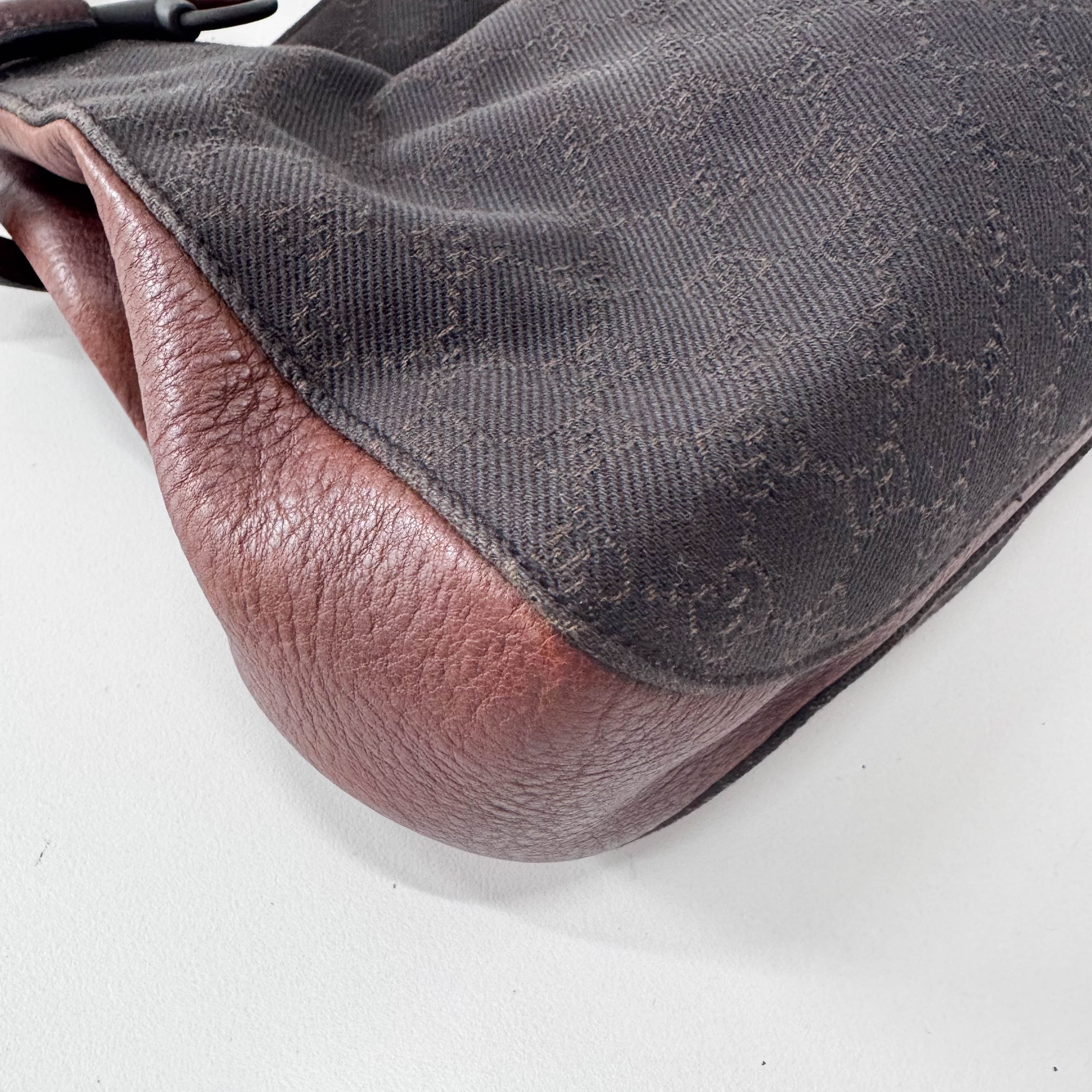 Brown GG Canvas Horsebit Shoulder Bag