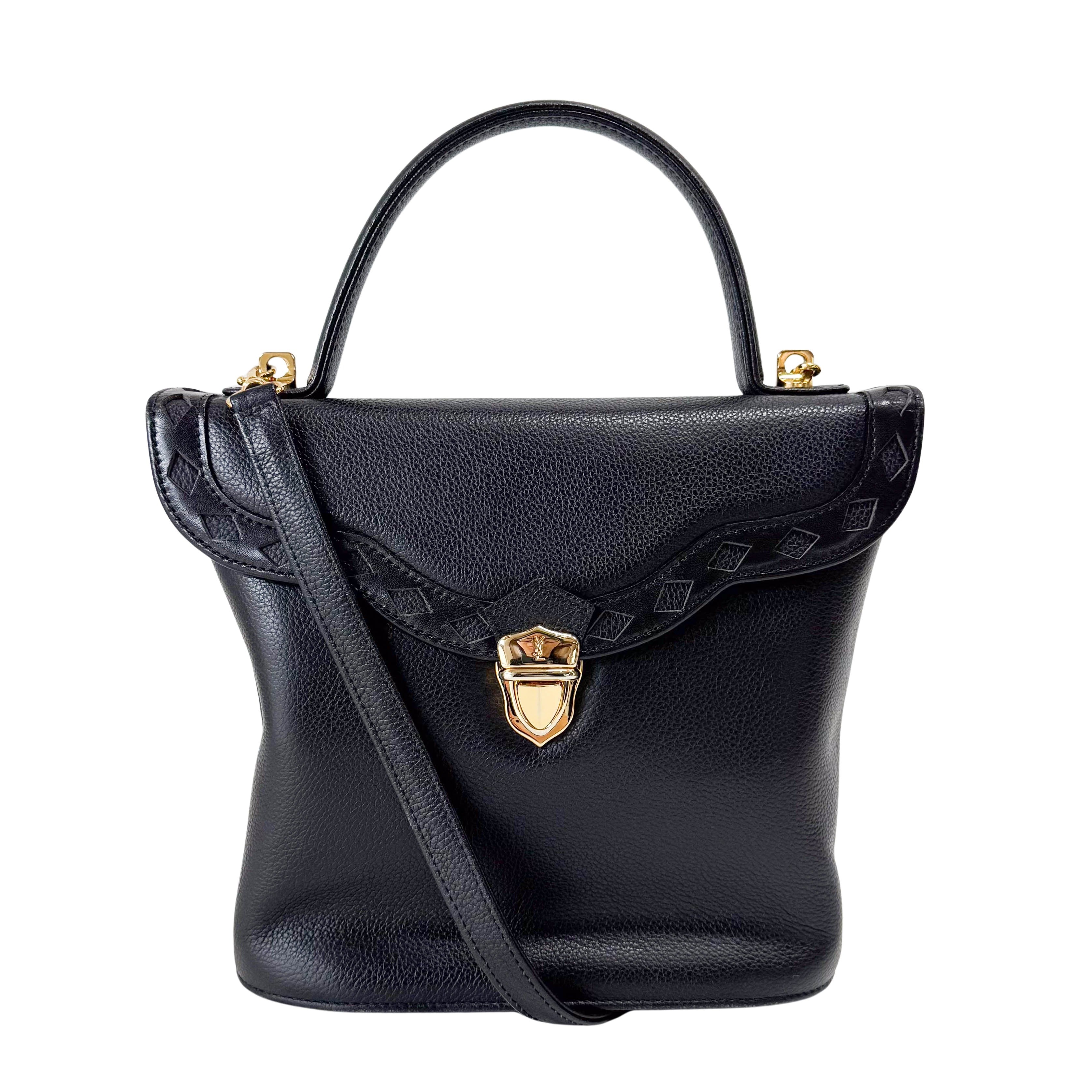 Black Leather Two-Way Shoulder Bag