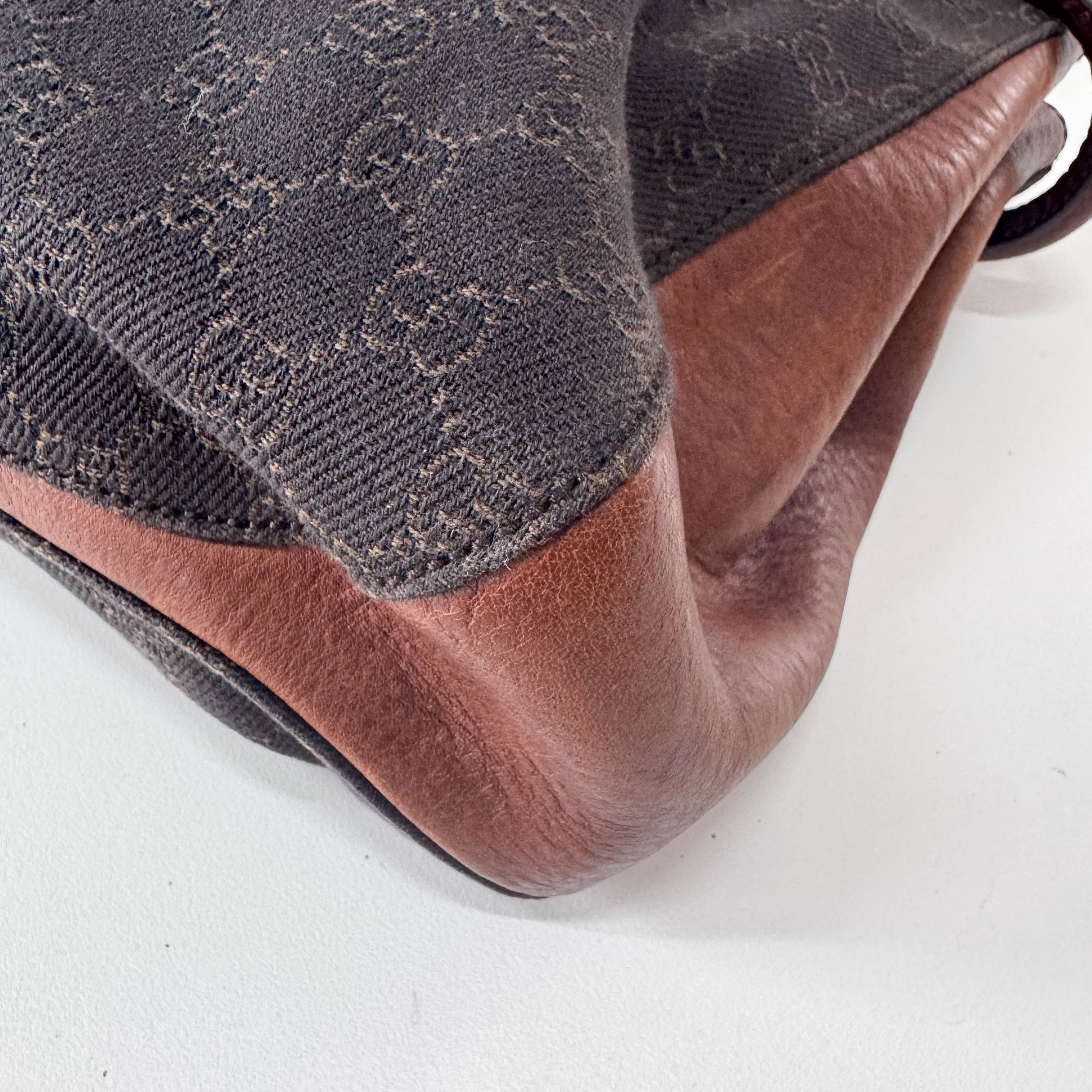 Brown GG Canvas Horsebit Shoulder Bag