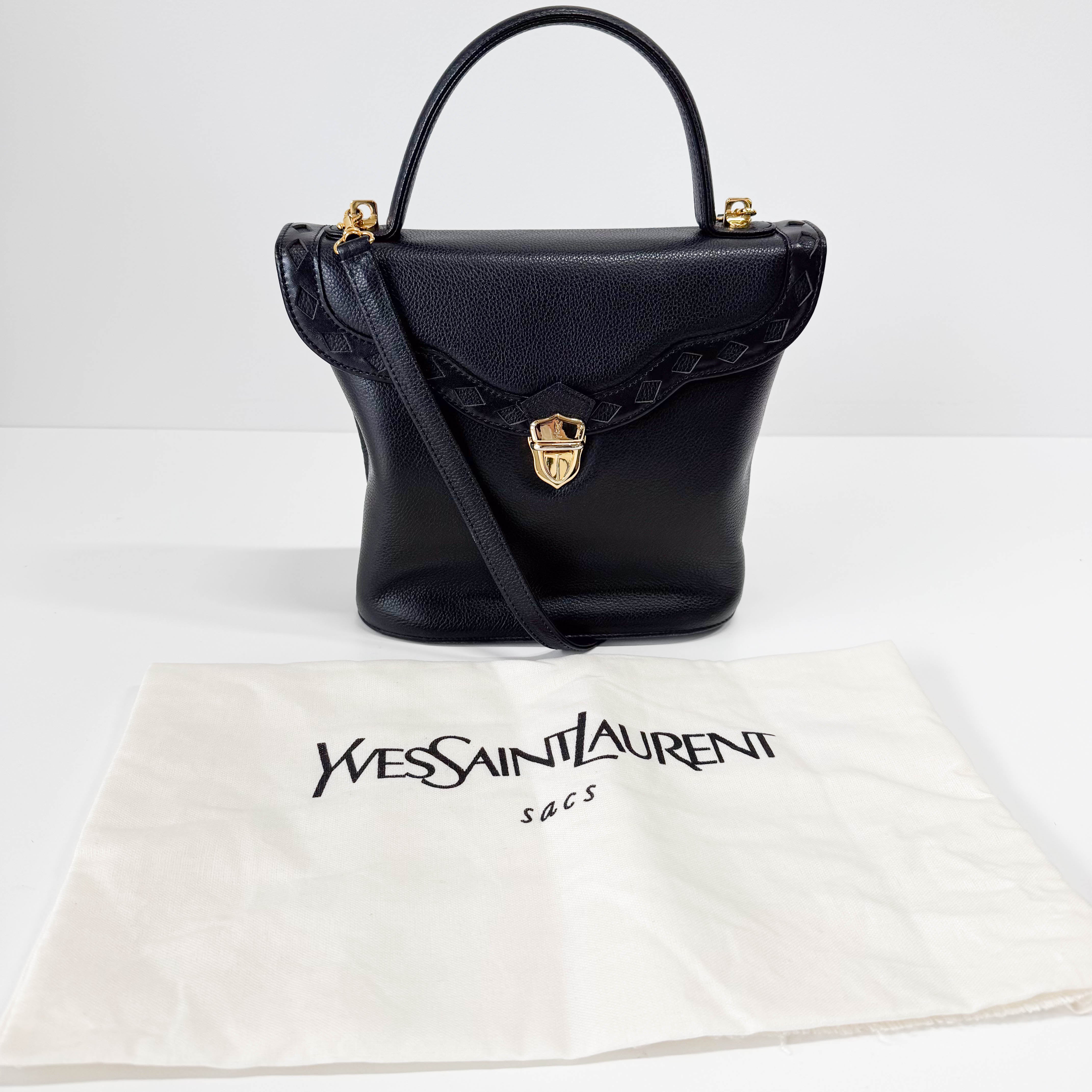 Black Leather Two-Way Shoulder Bag