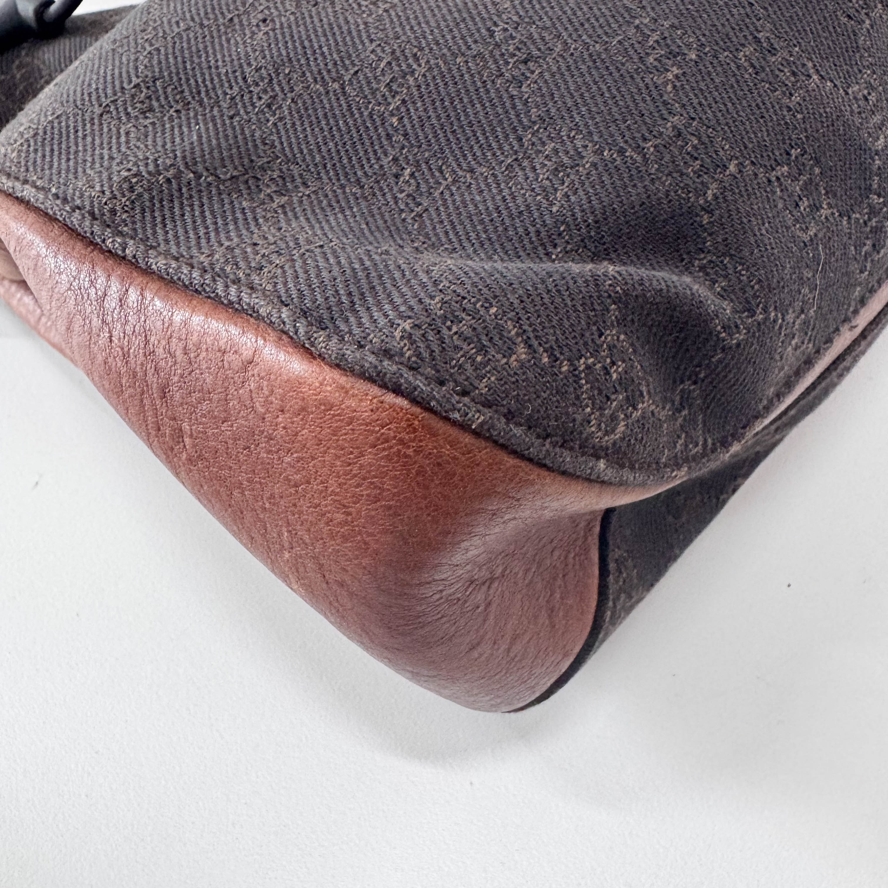 Brown GG Canvas Horsebit Shoulder Bag