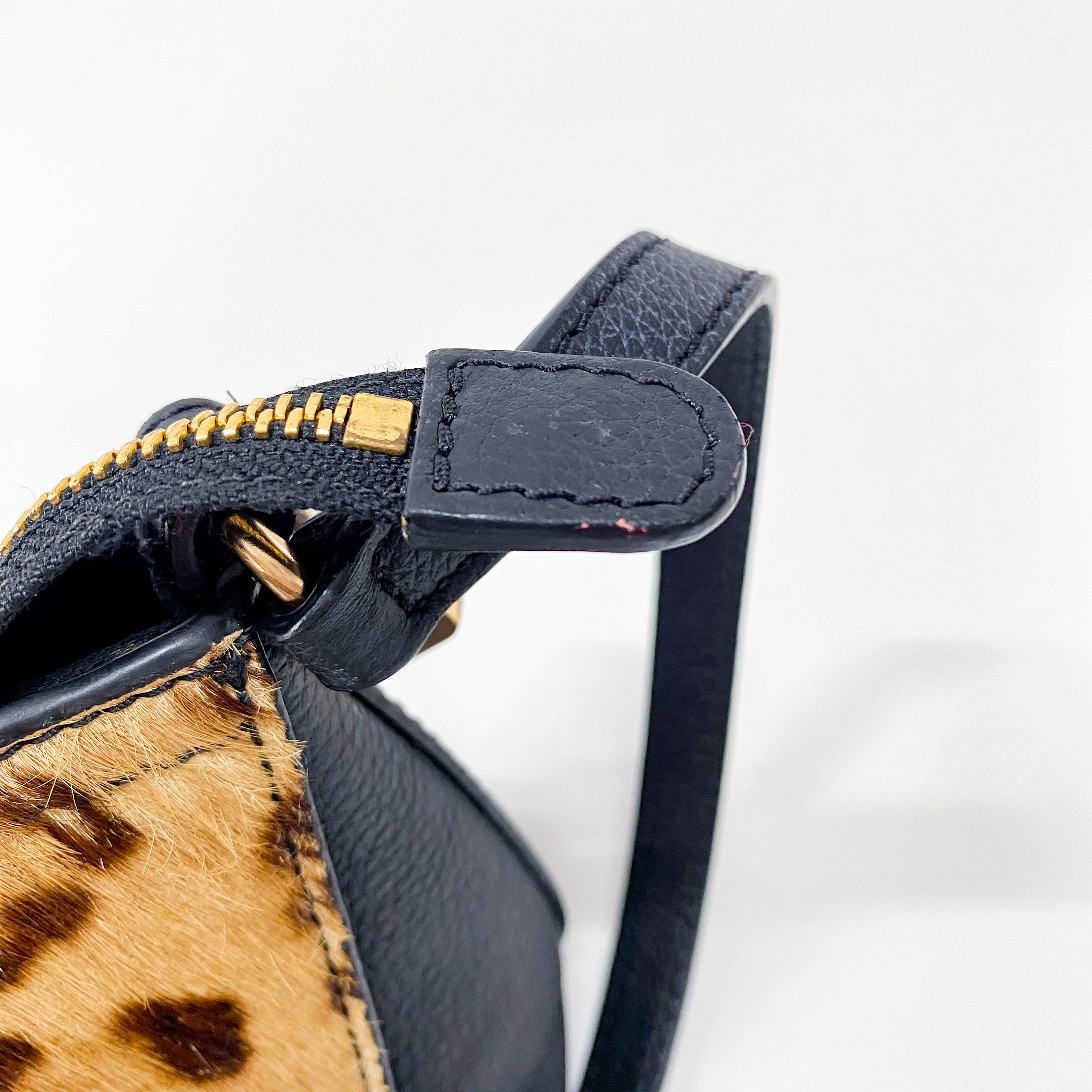 Joan Mini Black Animal Print Leather & Pony Hair Crossbody Bag