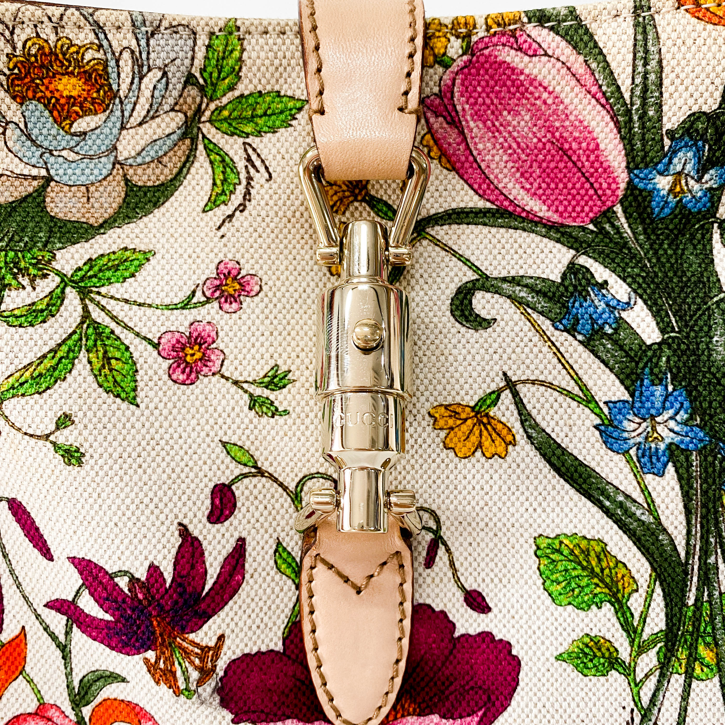 New Jackie Floral Print Canvas Shoulder Bag
