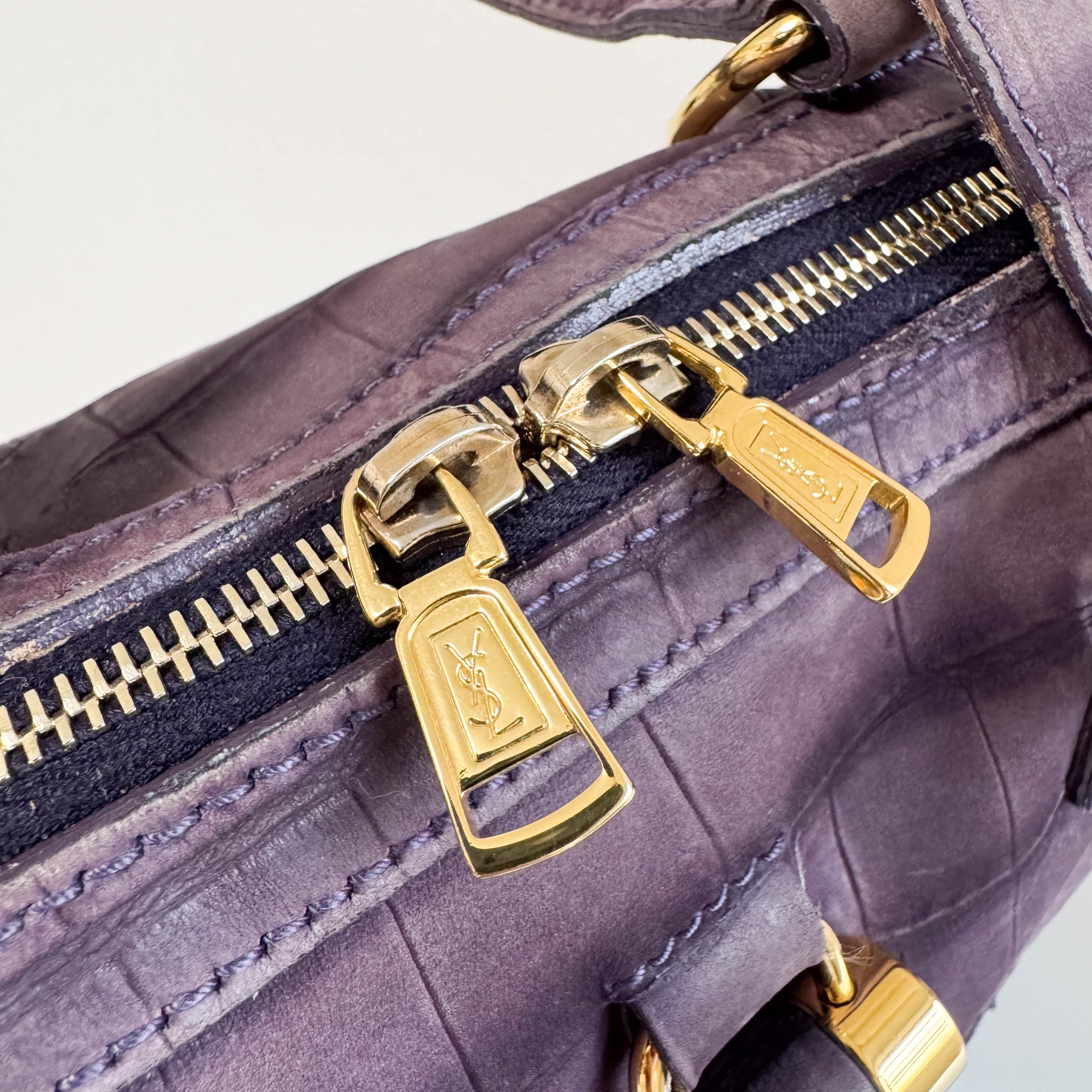 YSL Purple Leather Shoulder Bag