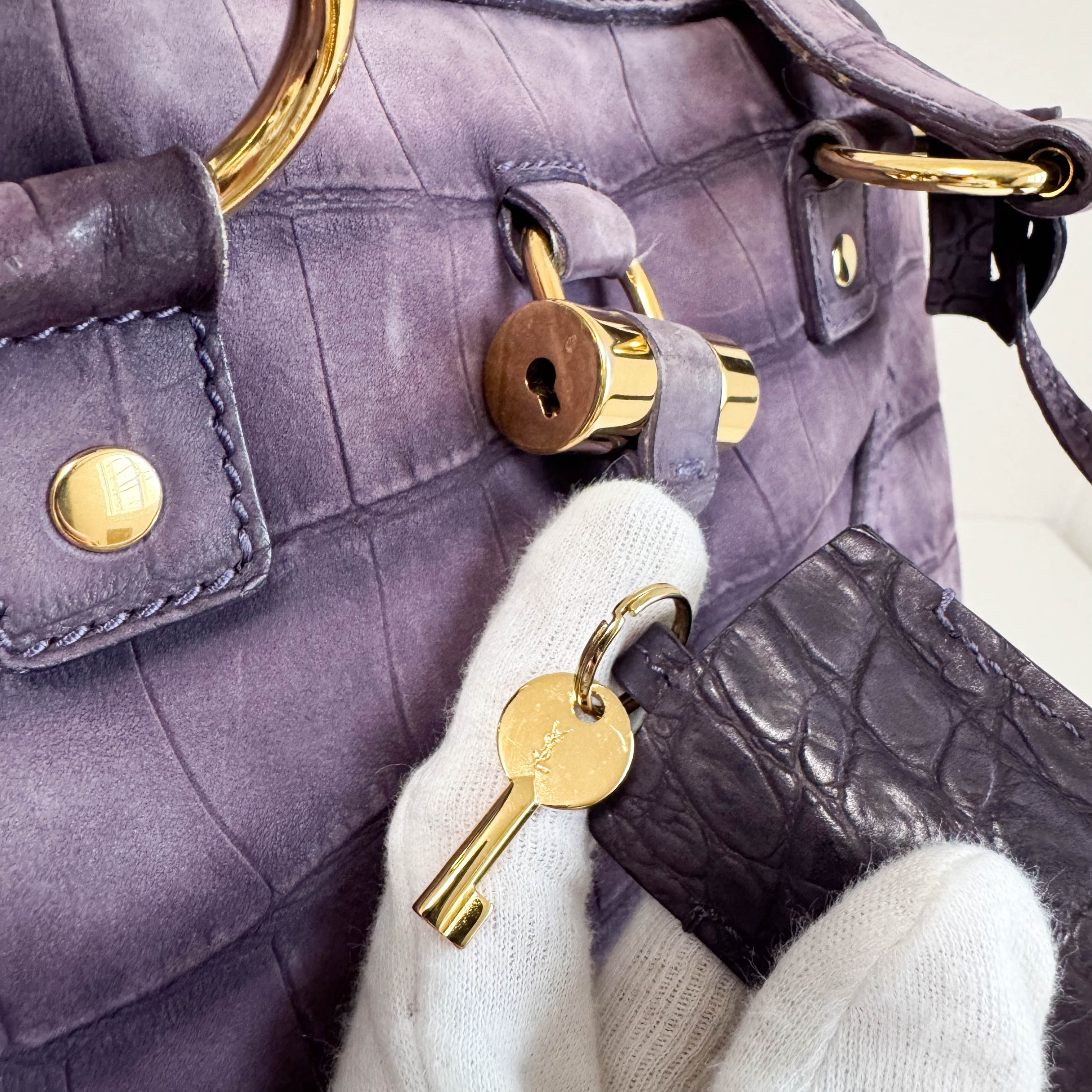 YSL Purple Leather Shoulder Bag