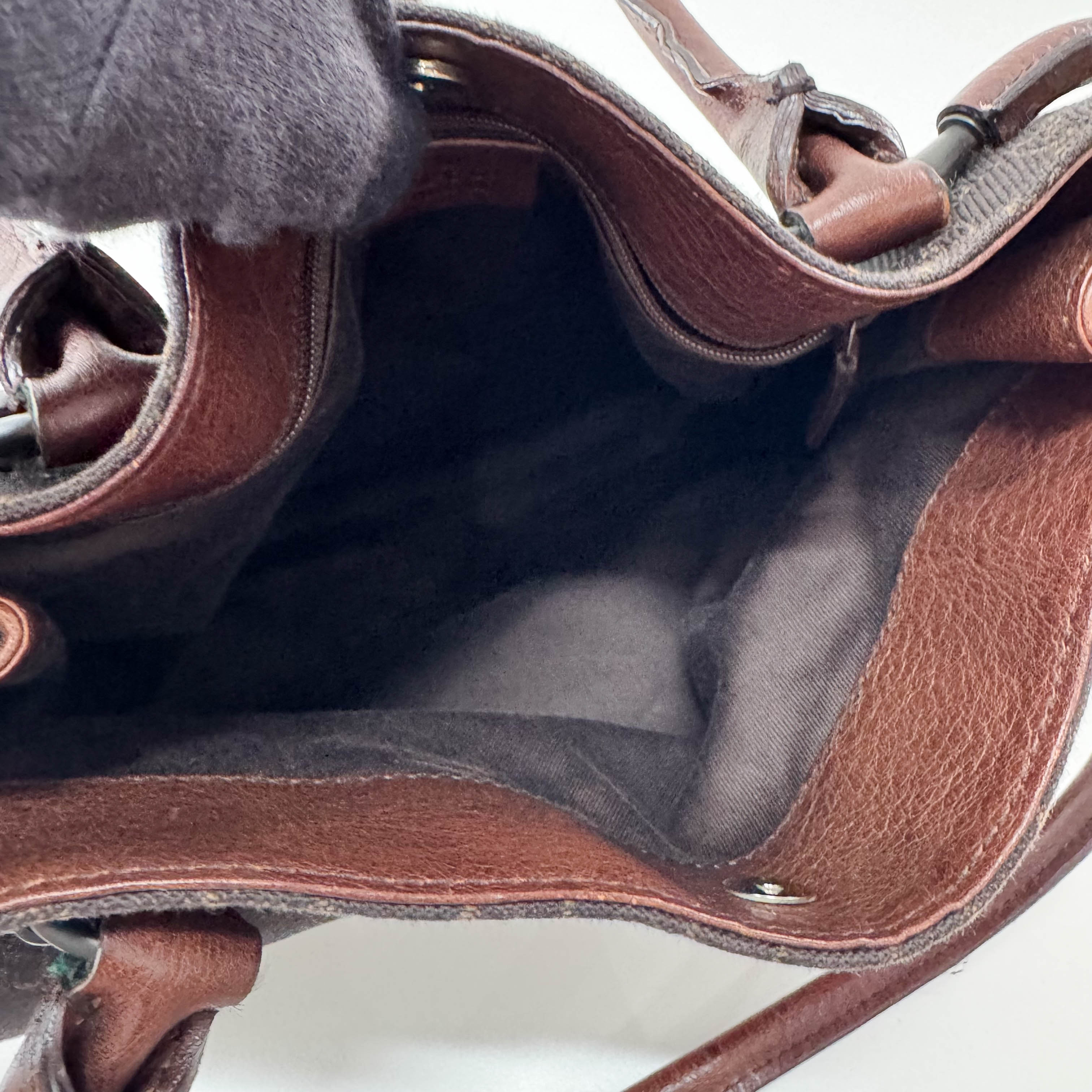 Brown GG Canvas Horsebit Shoulder Bag