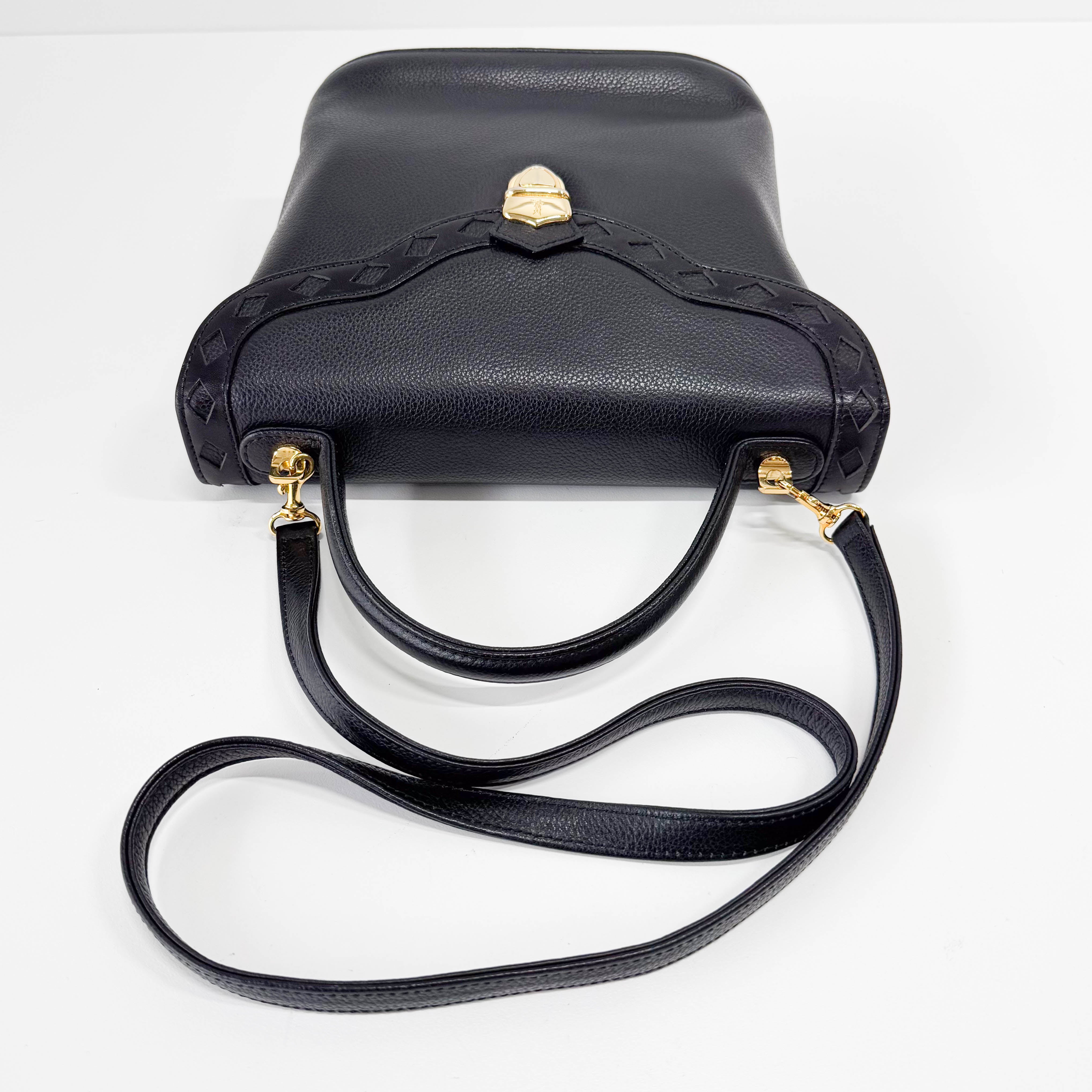 Black Leather Two-Way Shoulder Bag