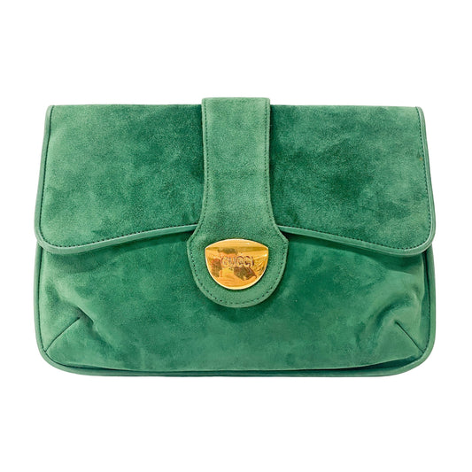 Green Suede Clutch Bag