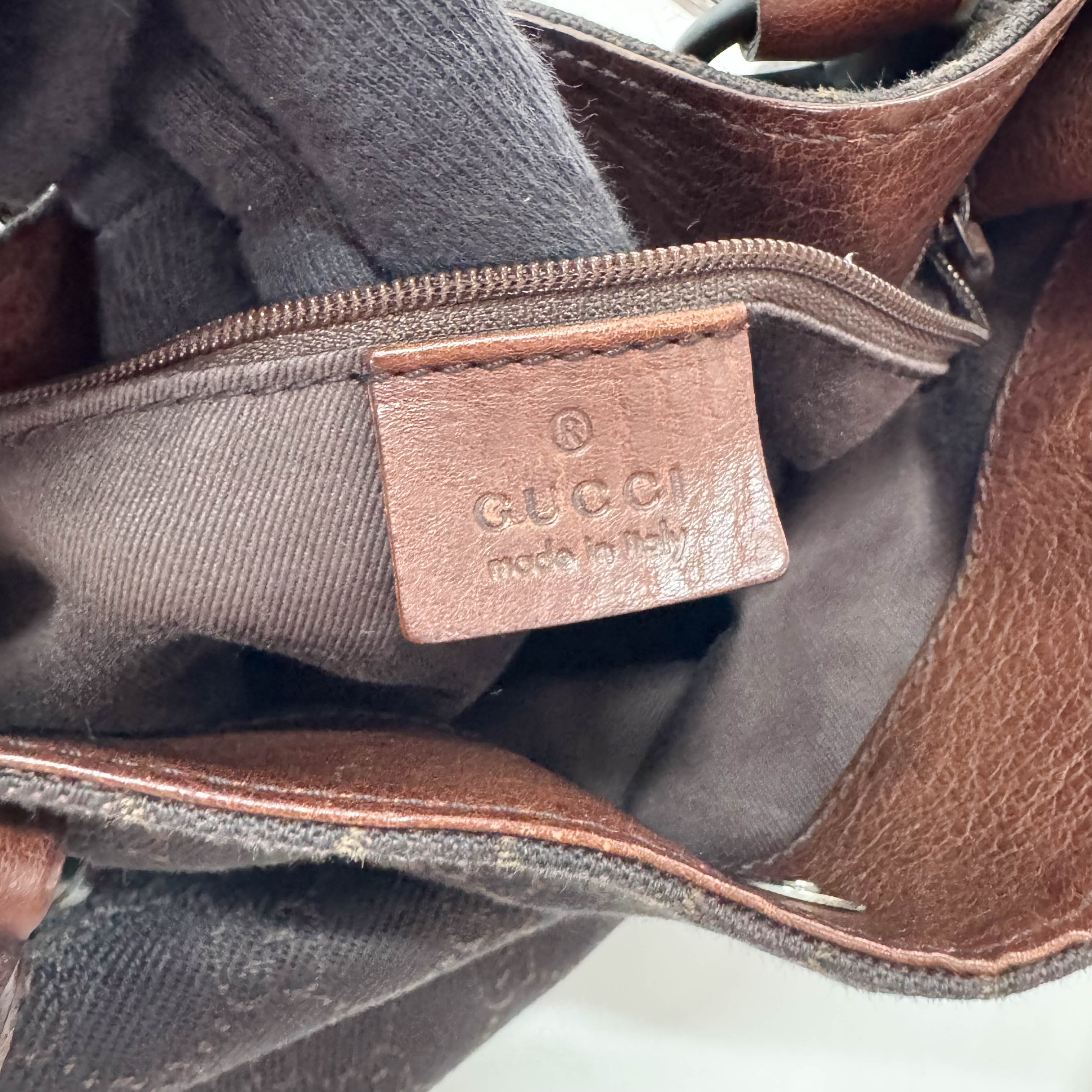 Brown GG Canvas Horsebit Shoulder Bag