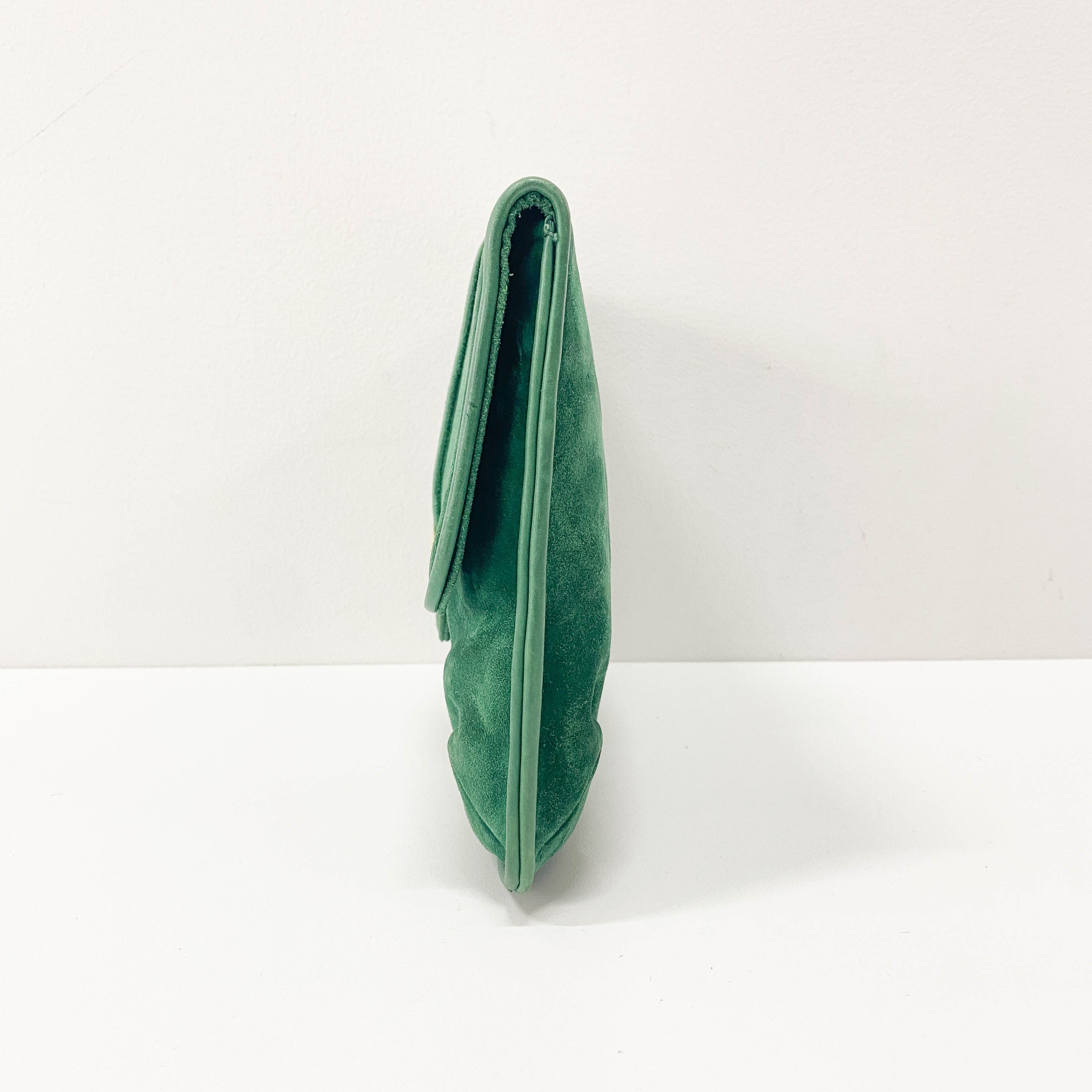 Green Suede Clutch Bag