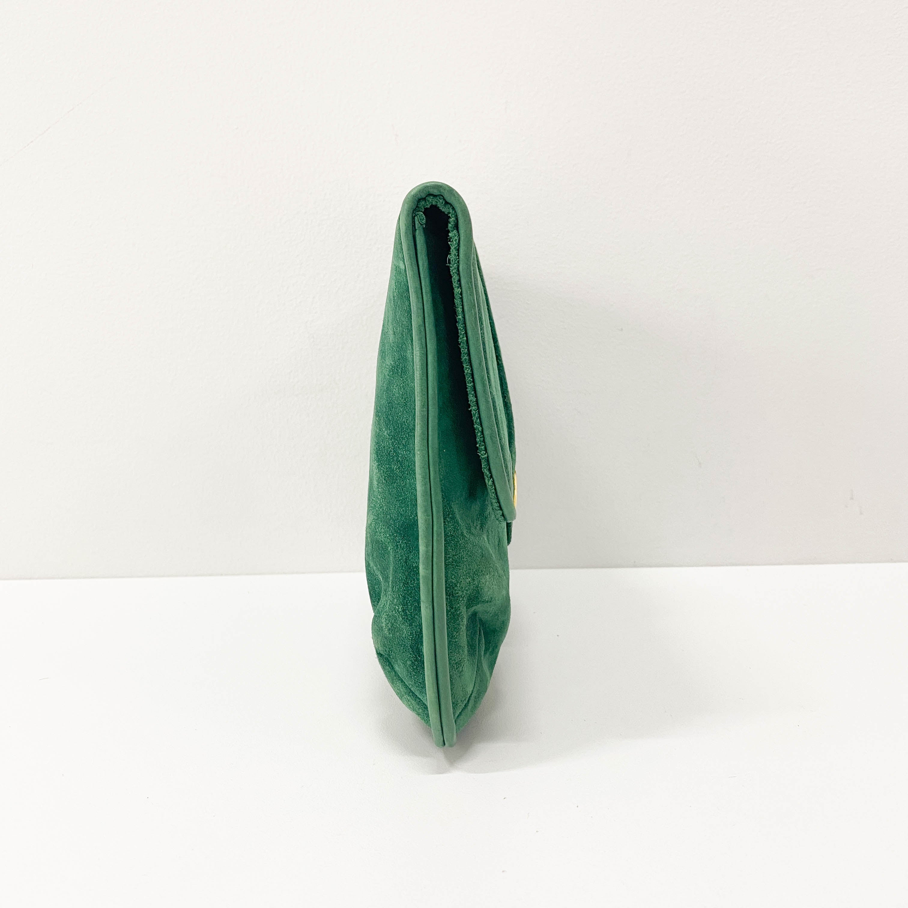 Green Suede Clutch Bag