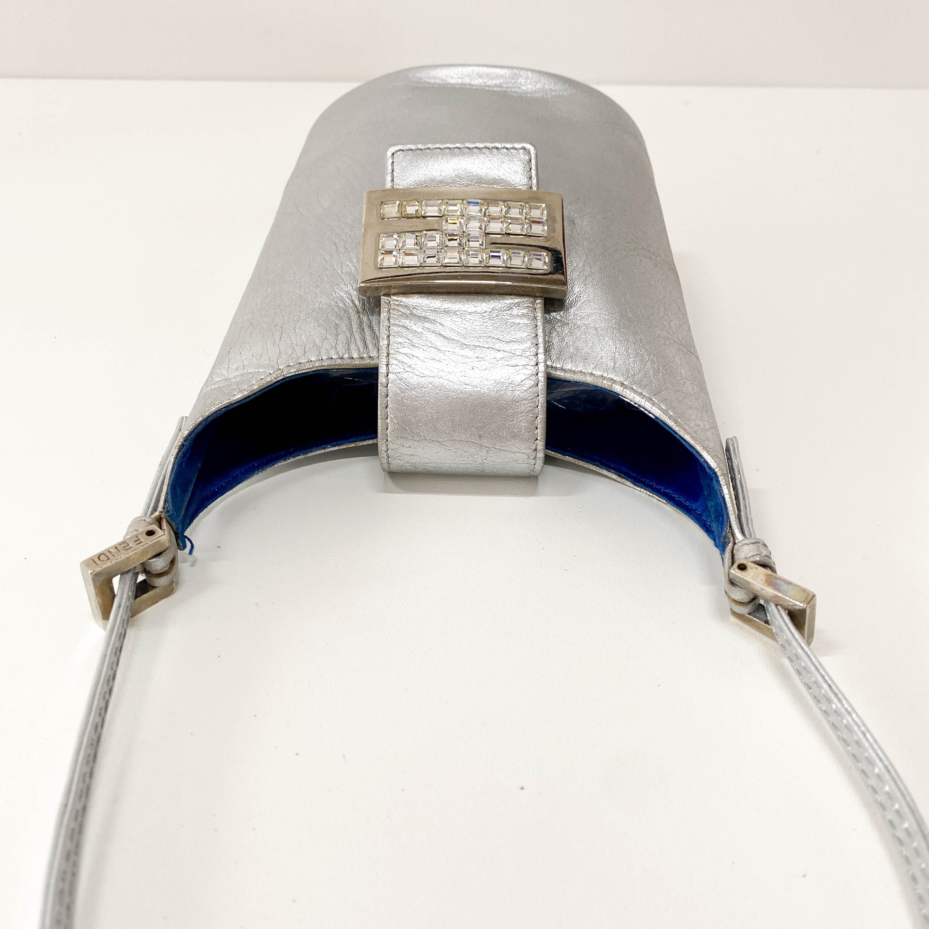 Mini Bucket Metallic Silver Leather Shoulder Bag