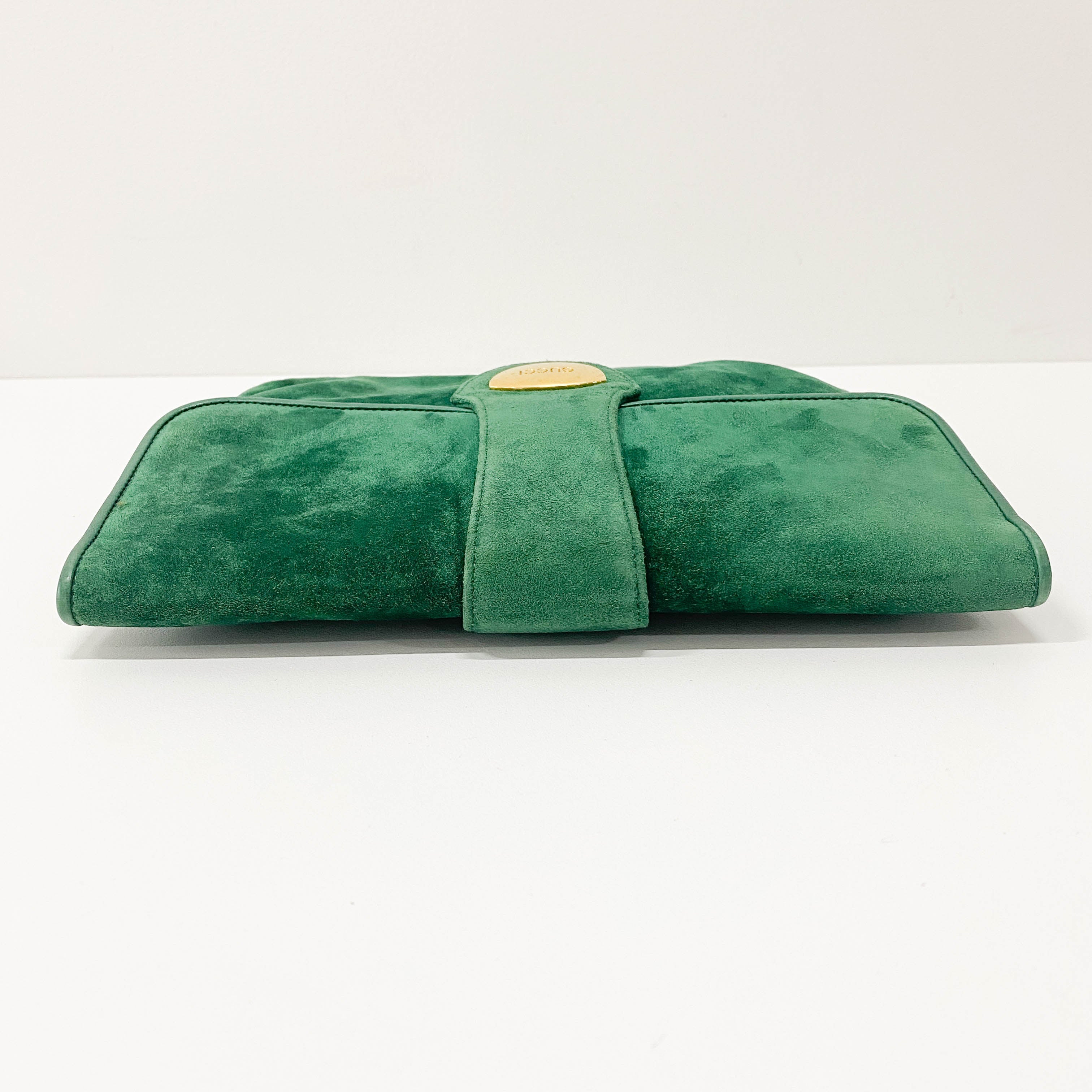 Green Suede Clutch Bag