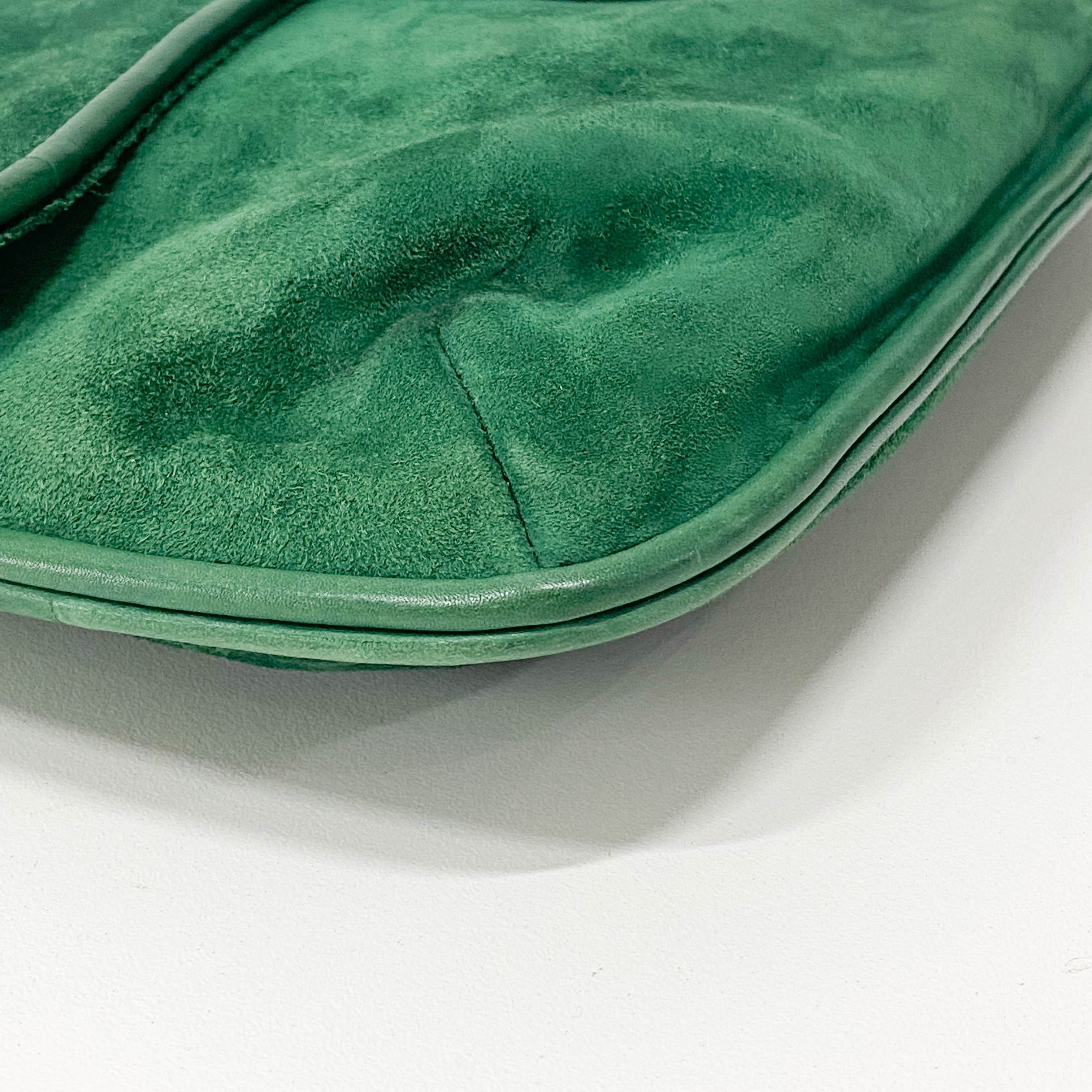 Green Suede Clutch Bag