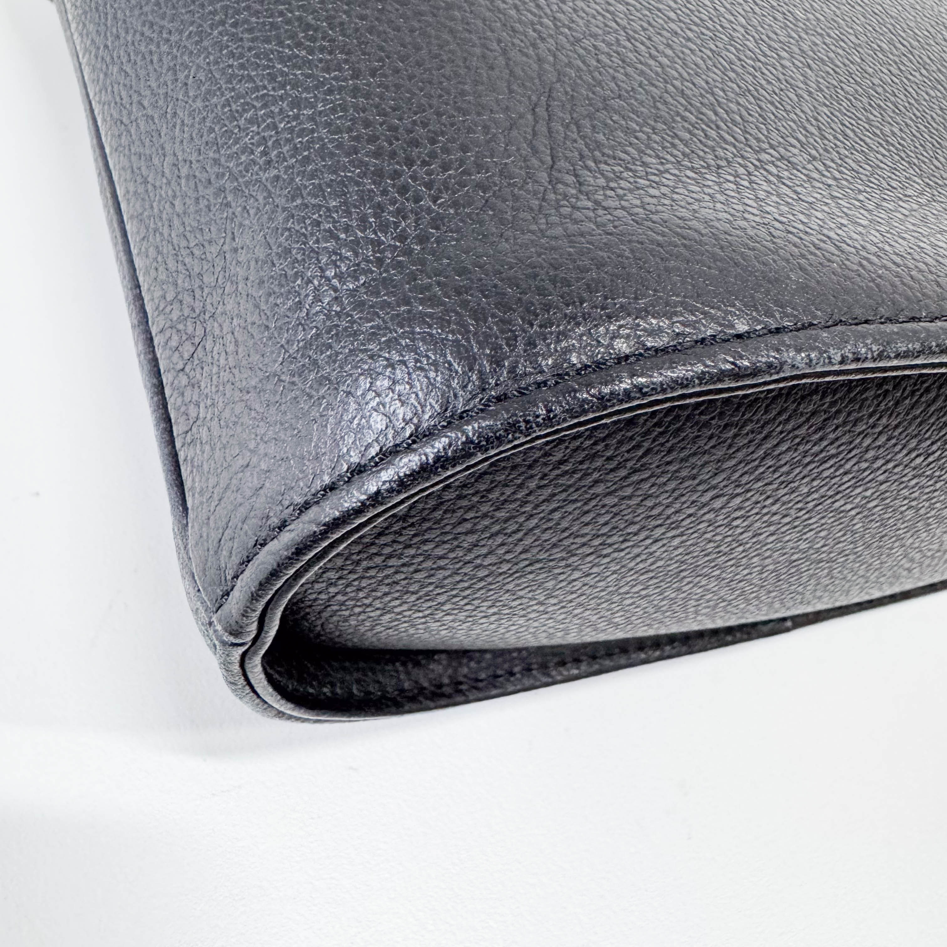 Black Leather Two-Way Shoulder Bag