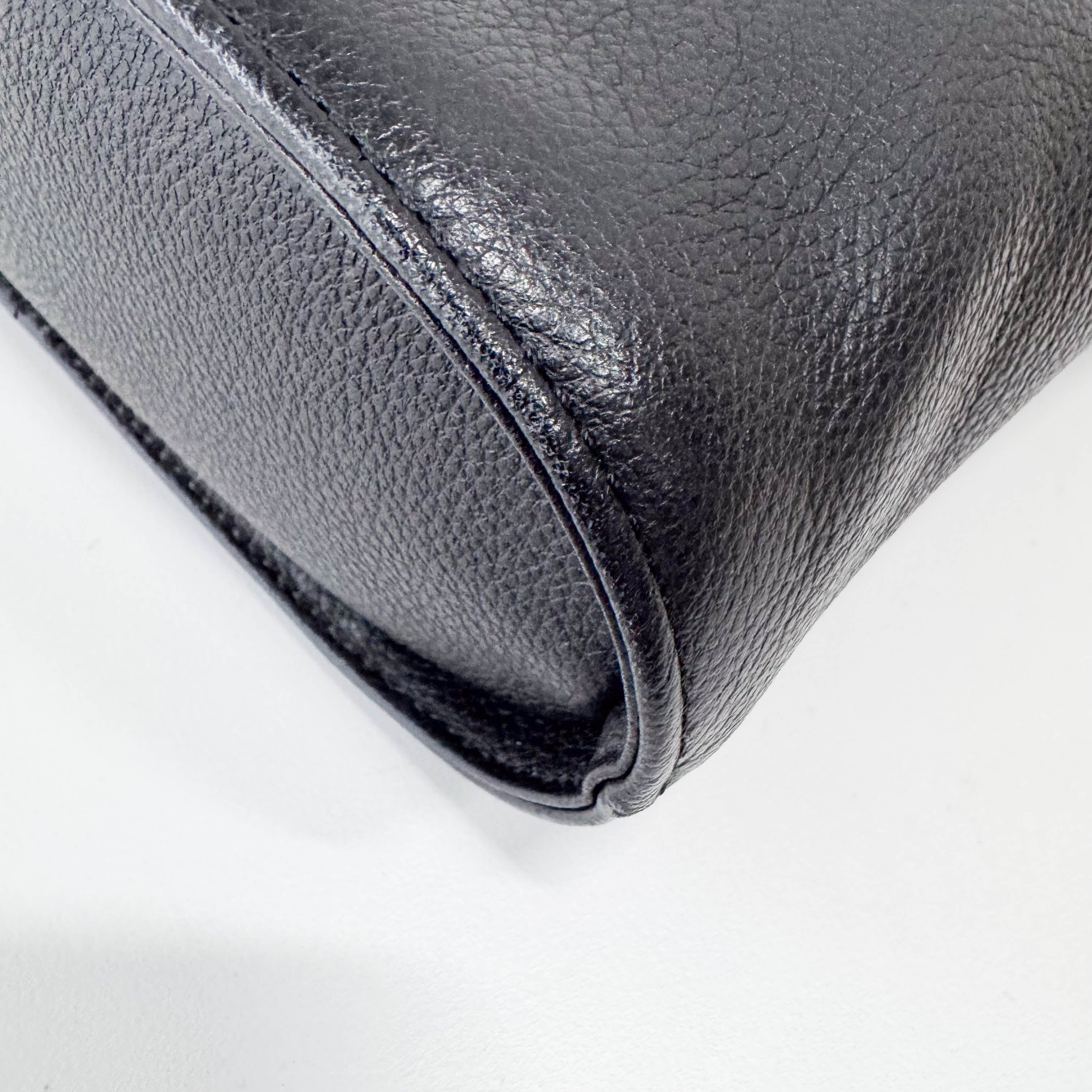 Black Leather Two-Way Shoulder Bag