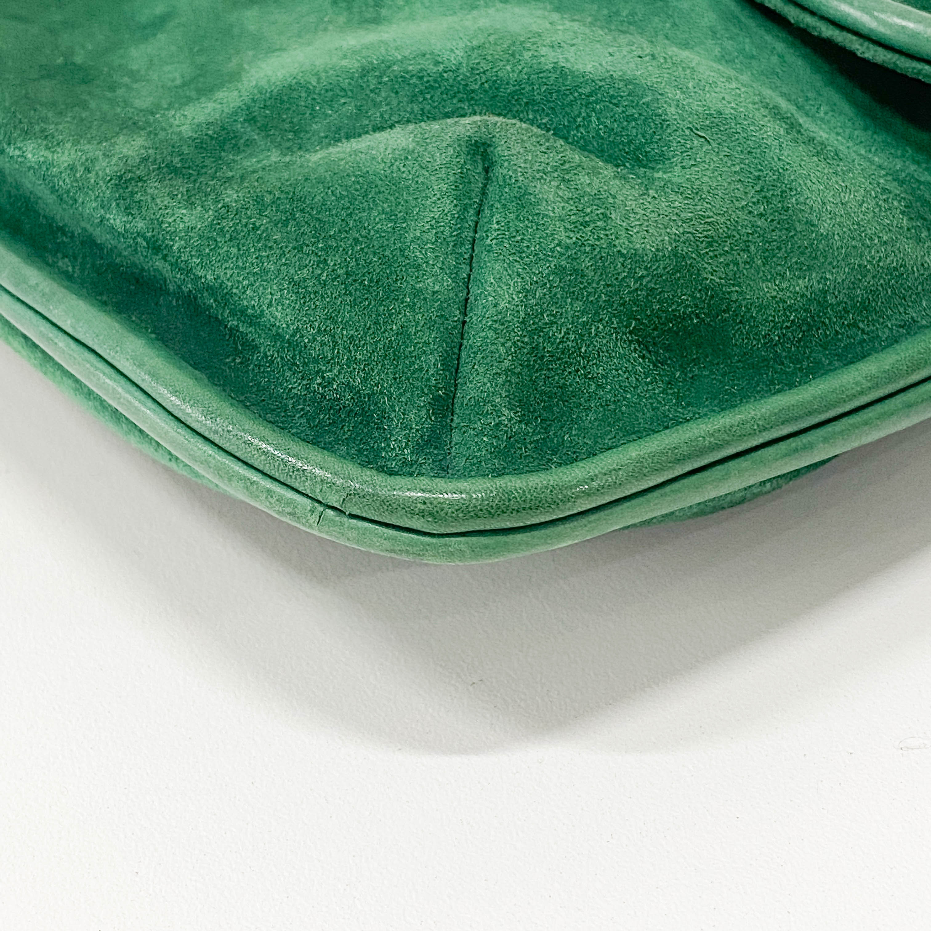 Green Suede Clutch Bag