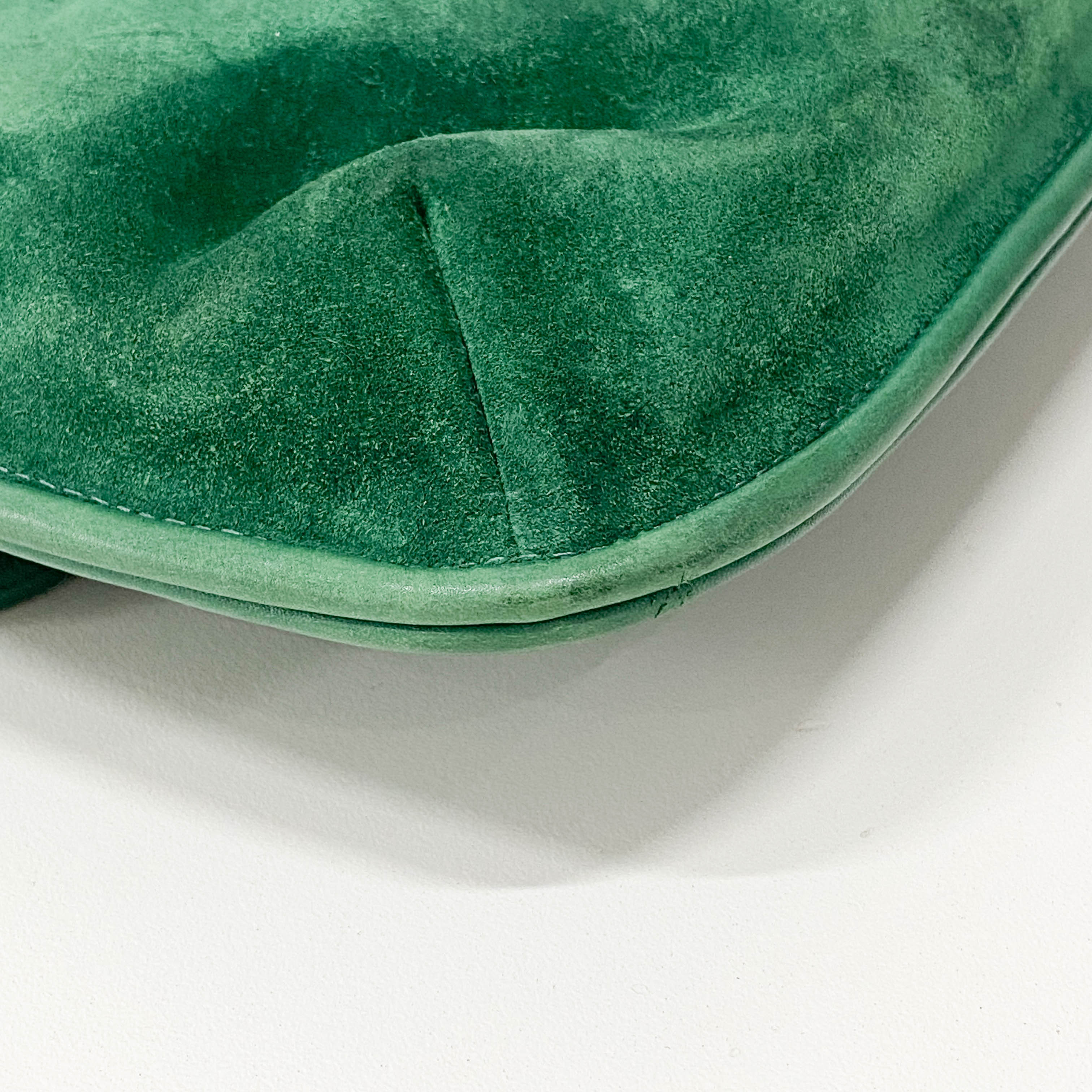 Green Suede Clutch Bag