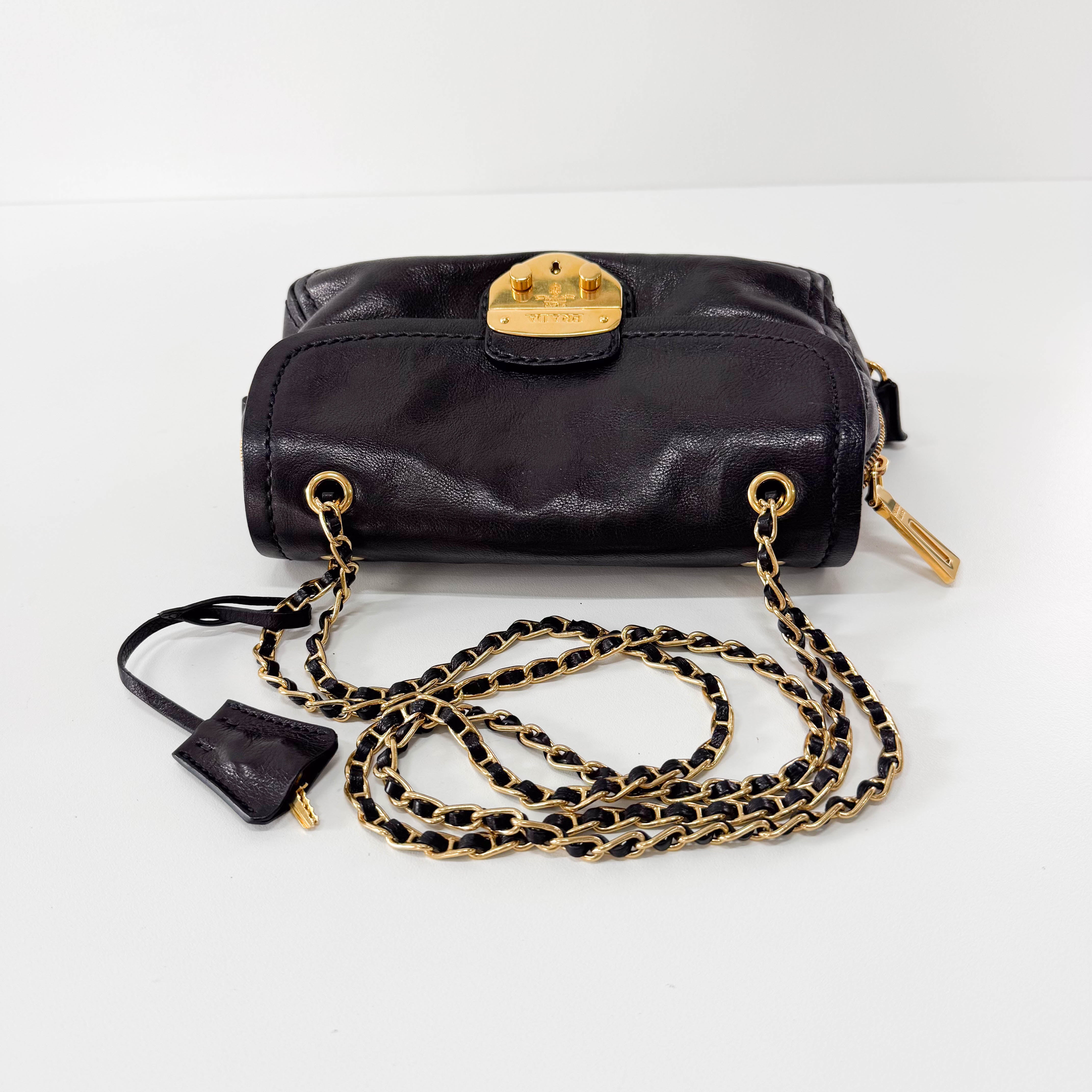 Black Leather Chain Shoulder Bag