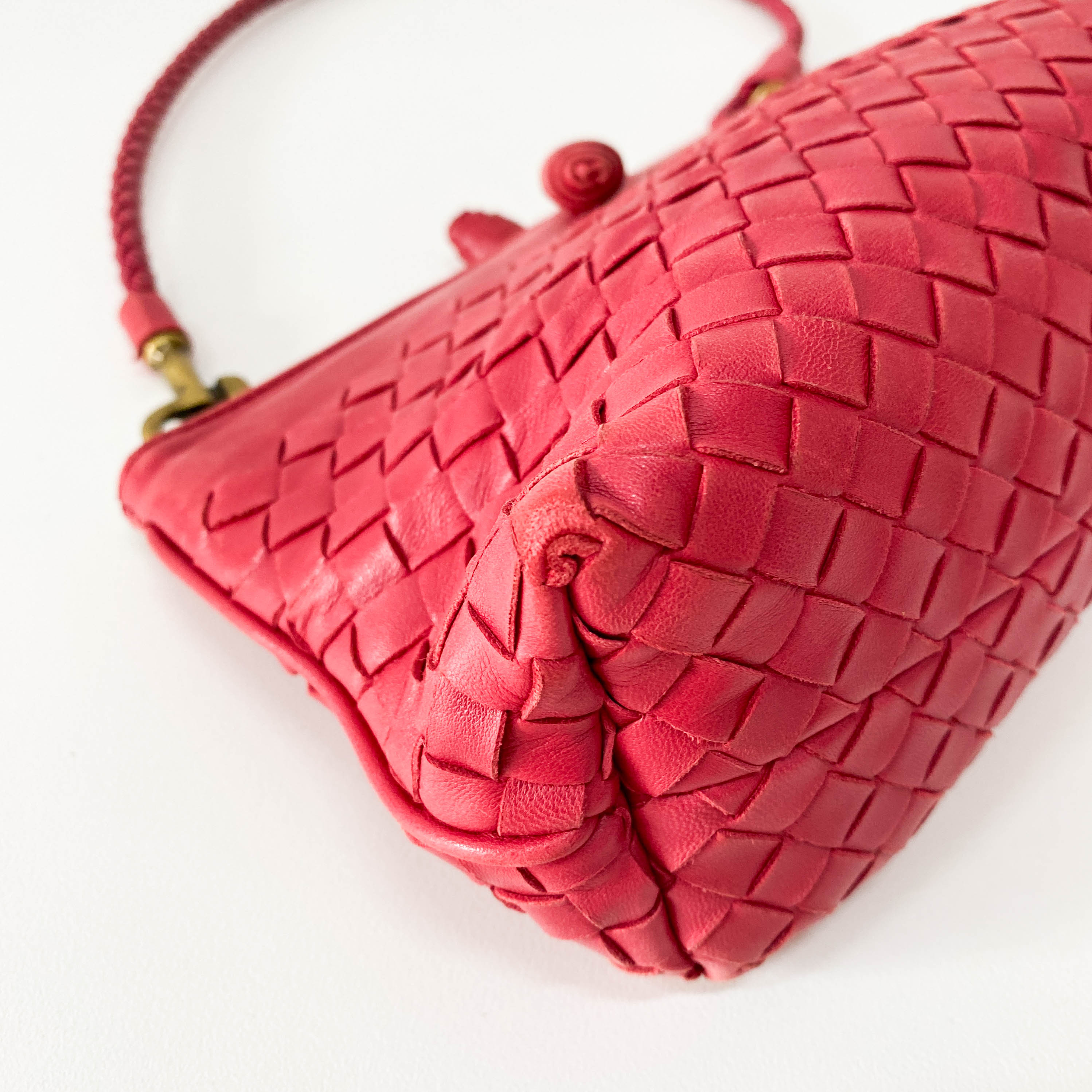 Intrecciato Pink Leather Shoulder Bag