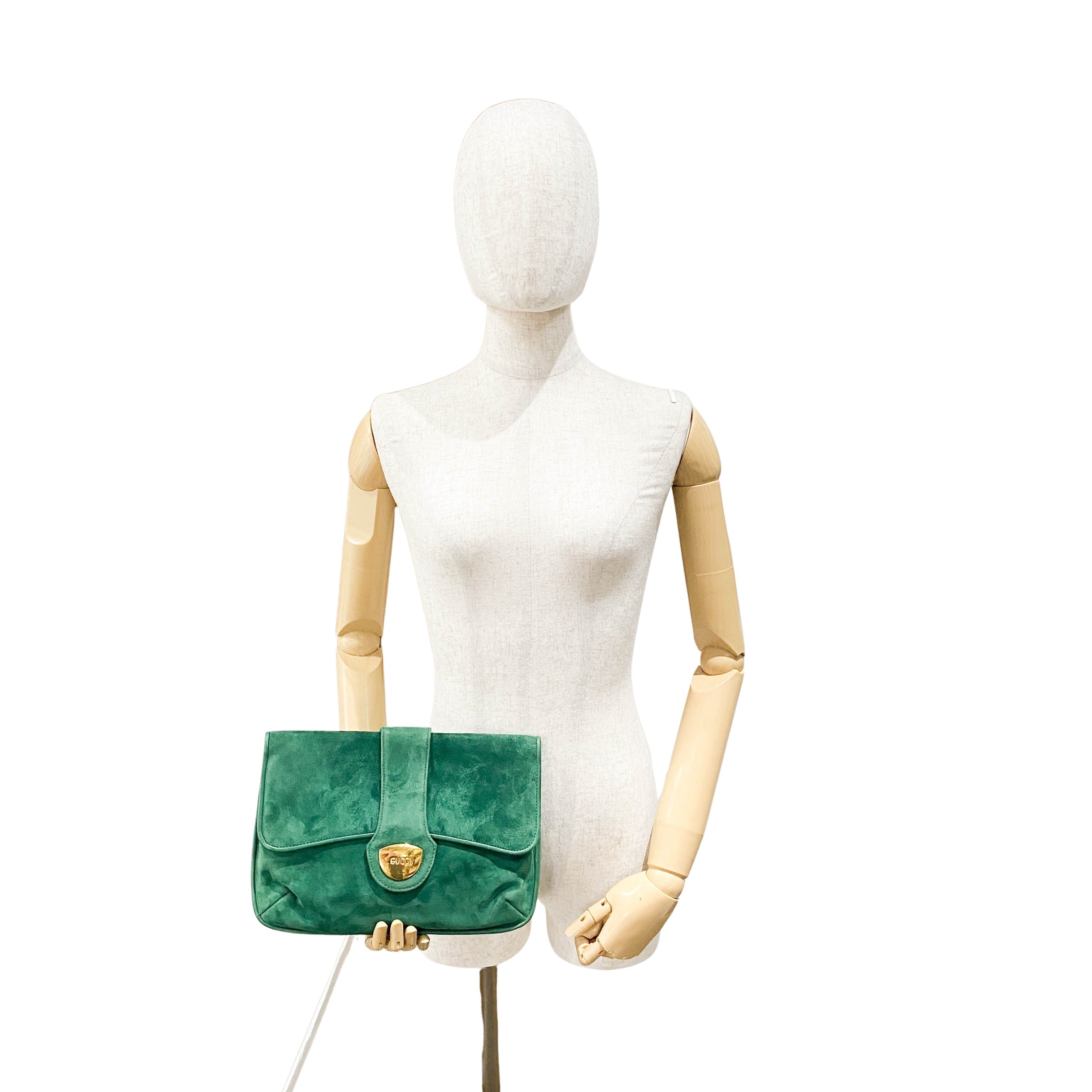 Green Suede Clutch Bag
