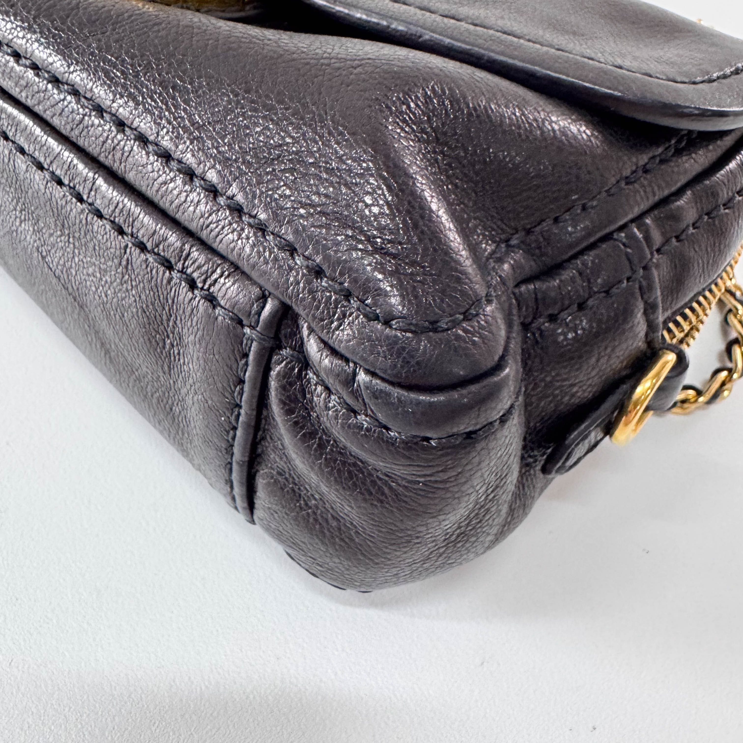 Black Leather Chain Shoulder Bag