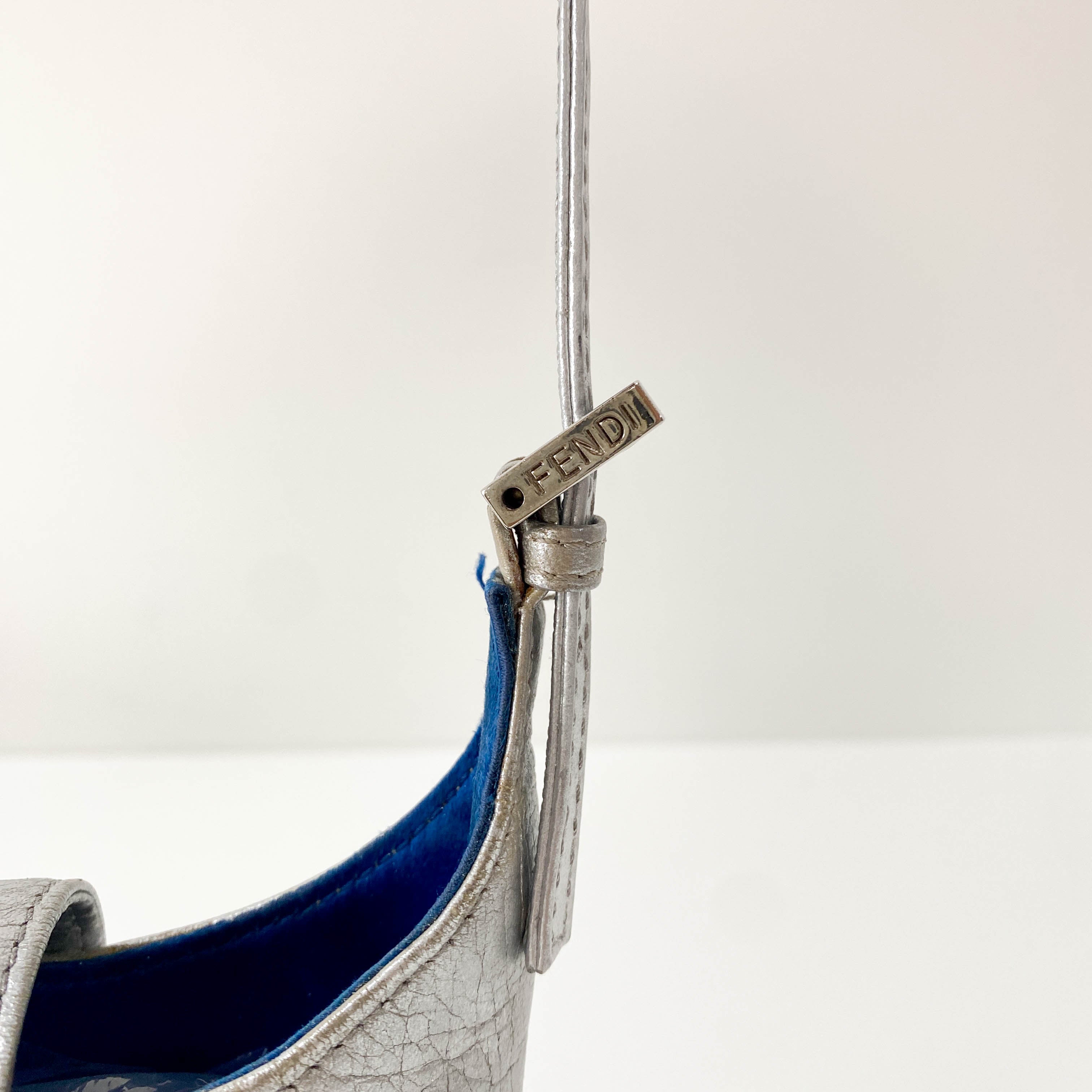 Mini Bucket Metallic Silver Leather Shoulder Bag