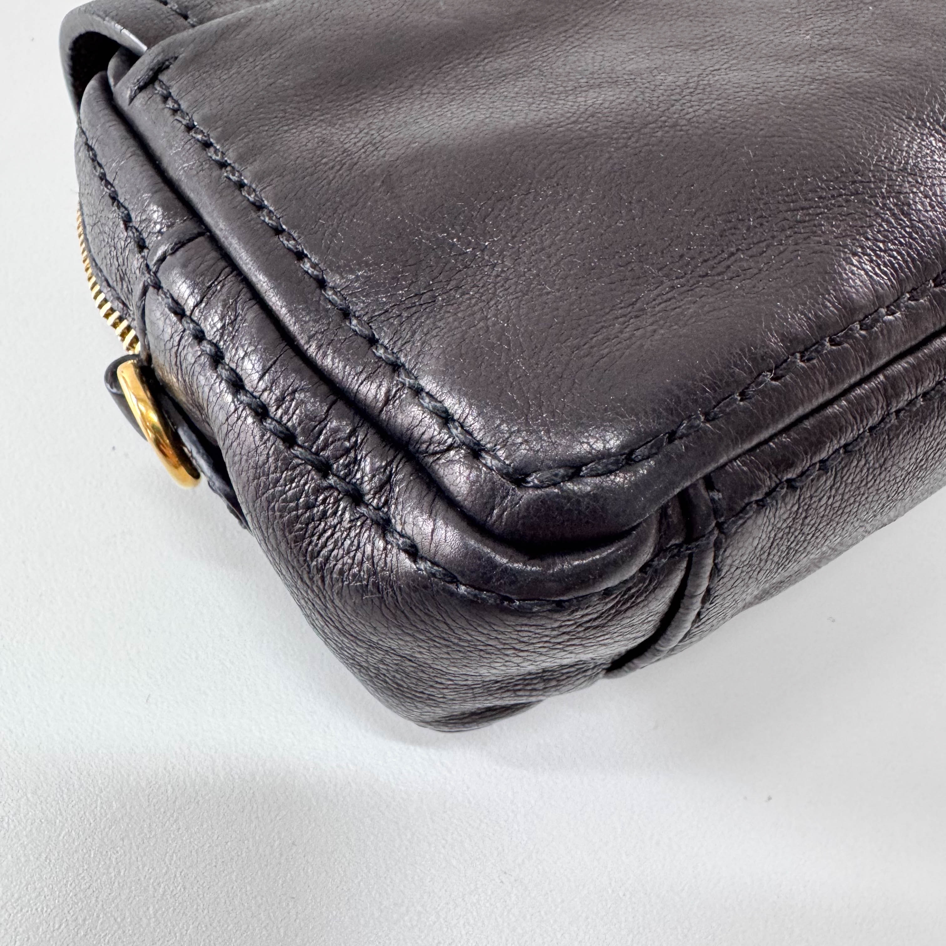 Black Leather Chain Shoulder Bag