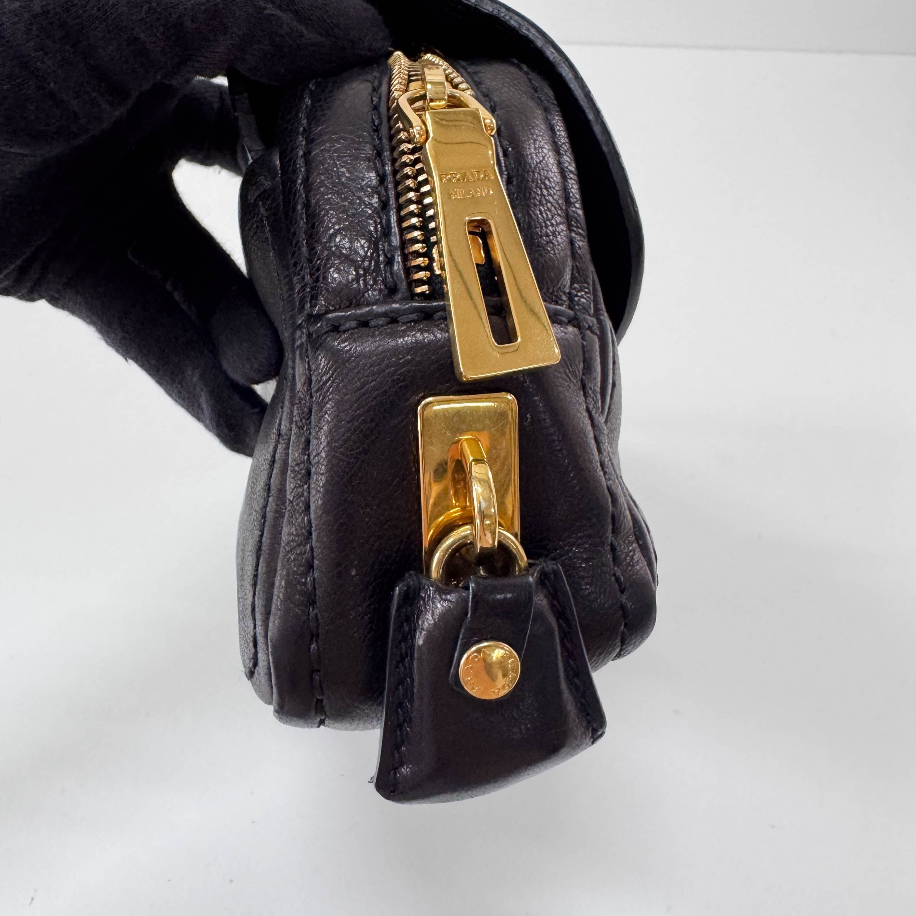 Black Leather Chain Shoulder Bag