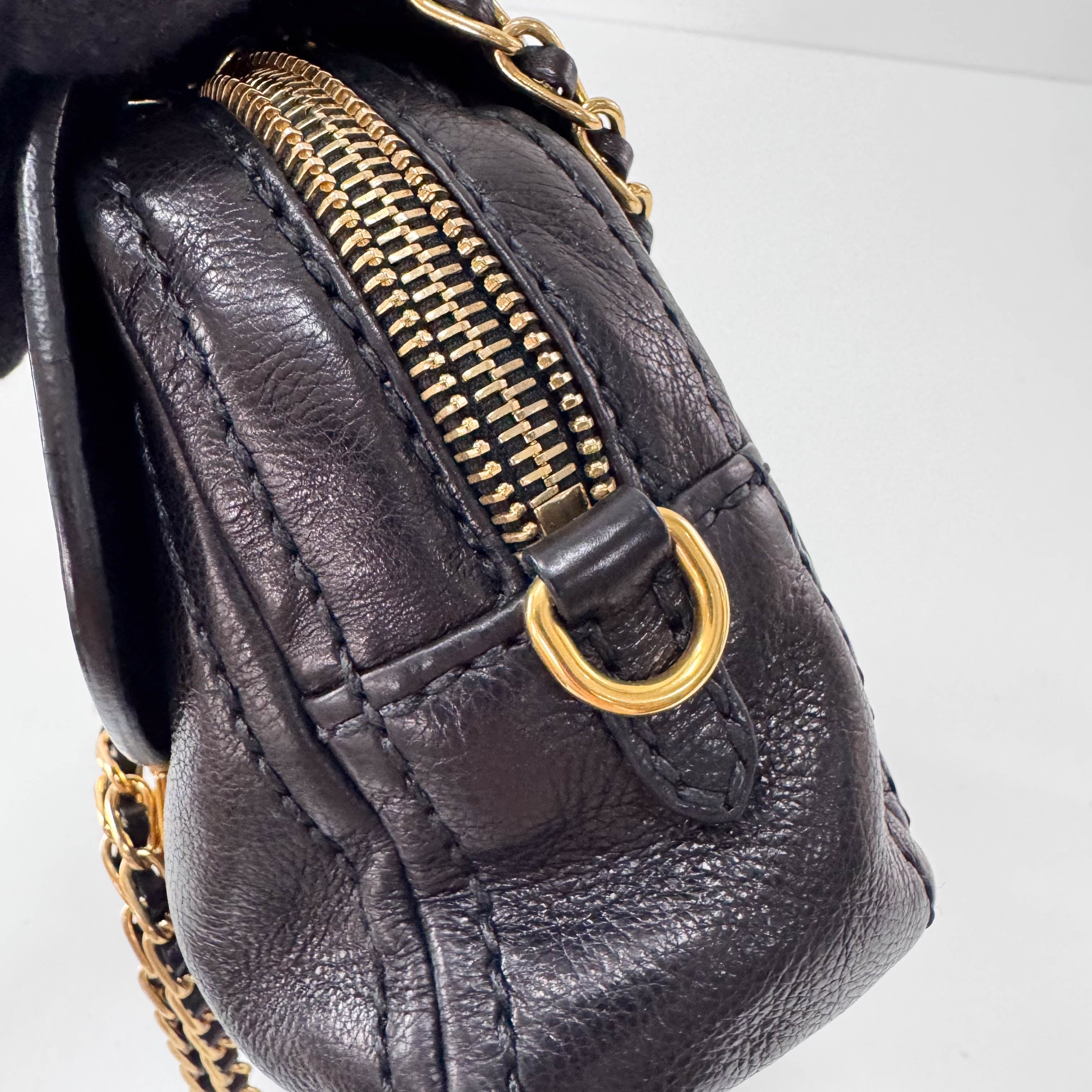 Black Leather Chain Shoulder Bag
