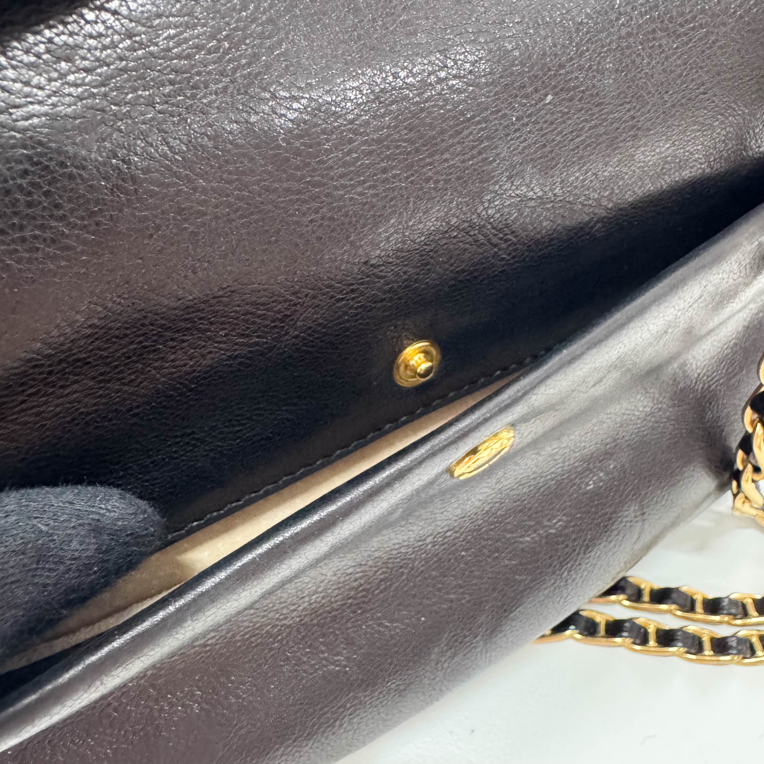 Black Leather Chain Shoulder Bag