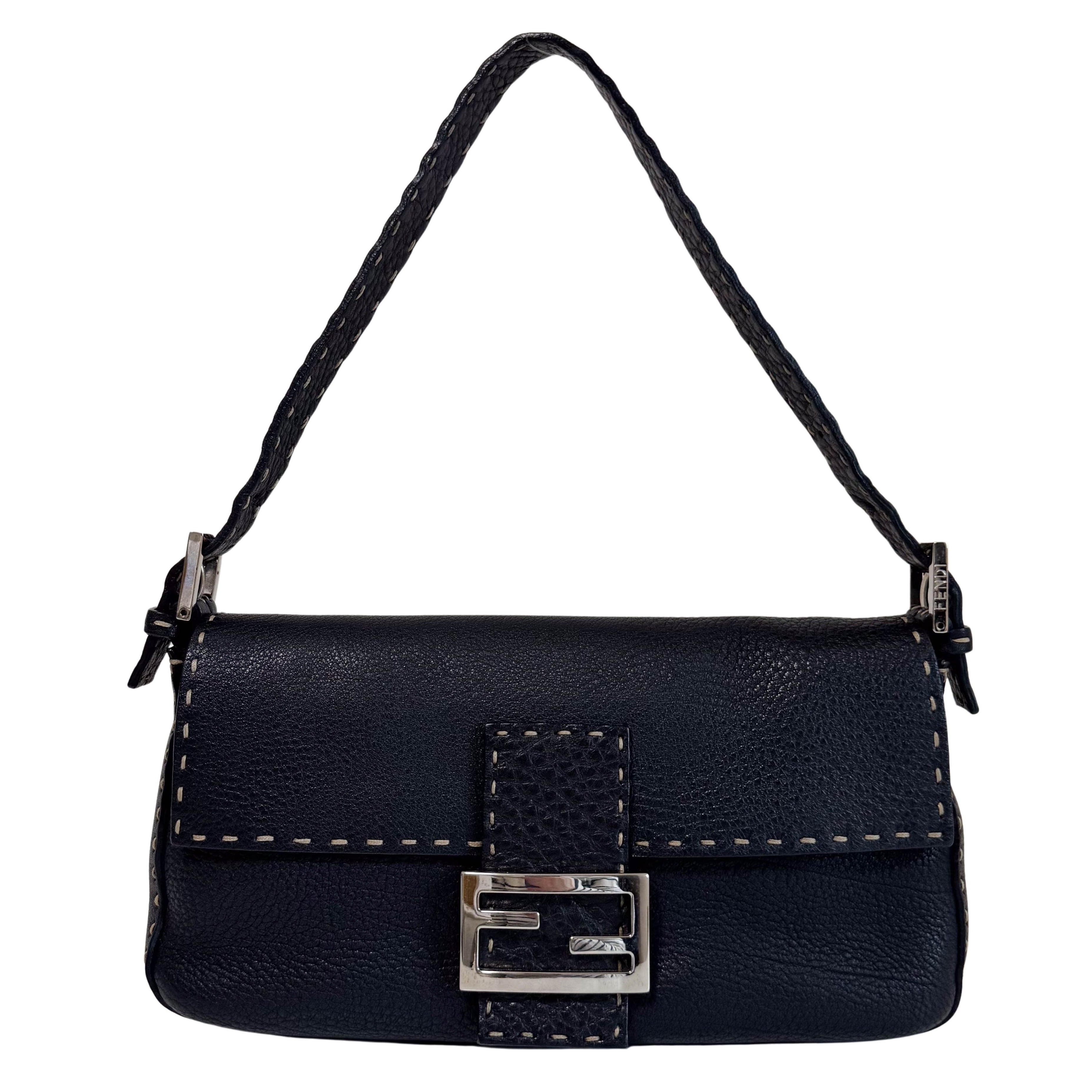 Baguette Selleria Black Leather Shoulder Bag