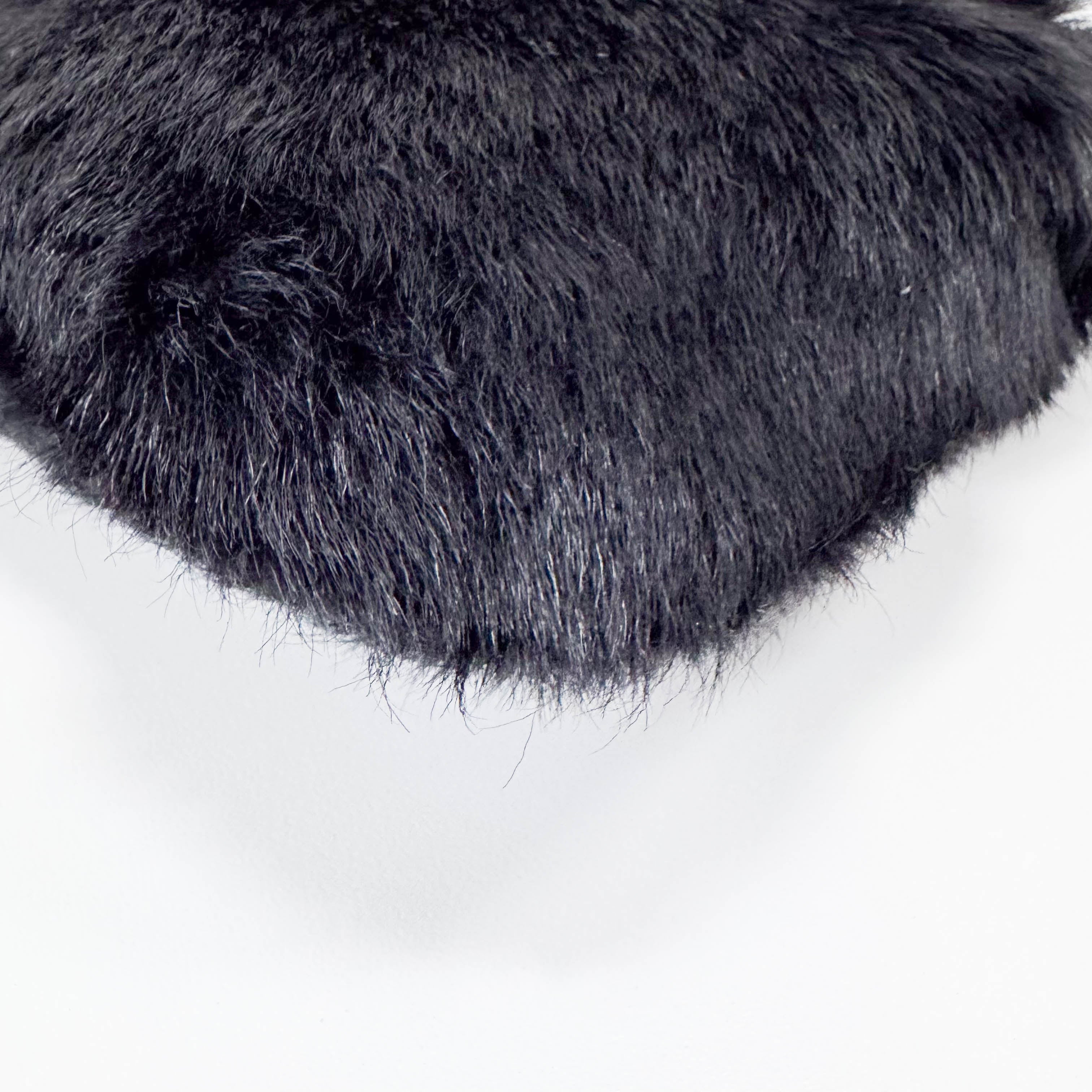 Black Fur with Leather Buckle Shoulder Bag
